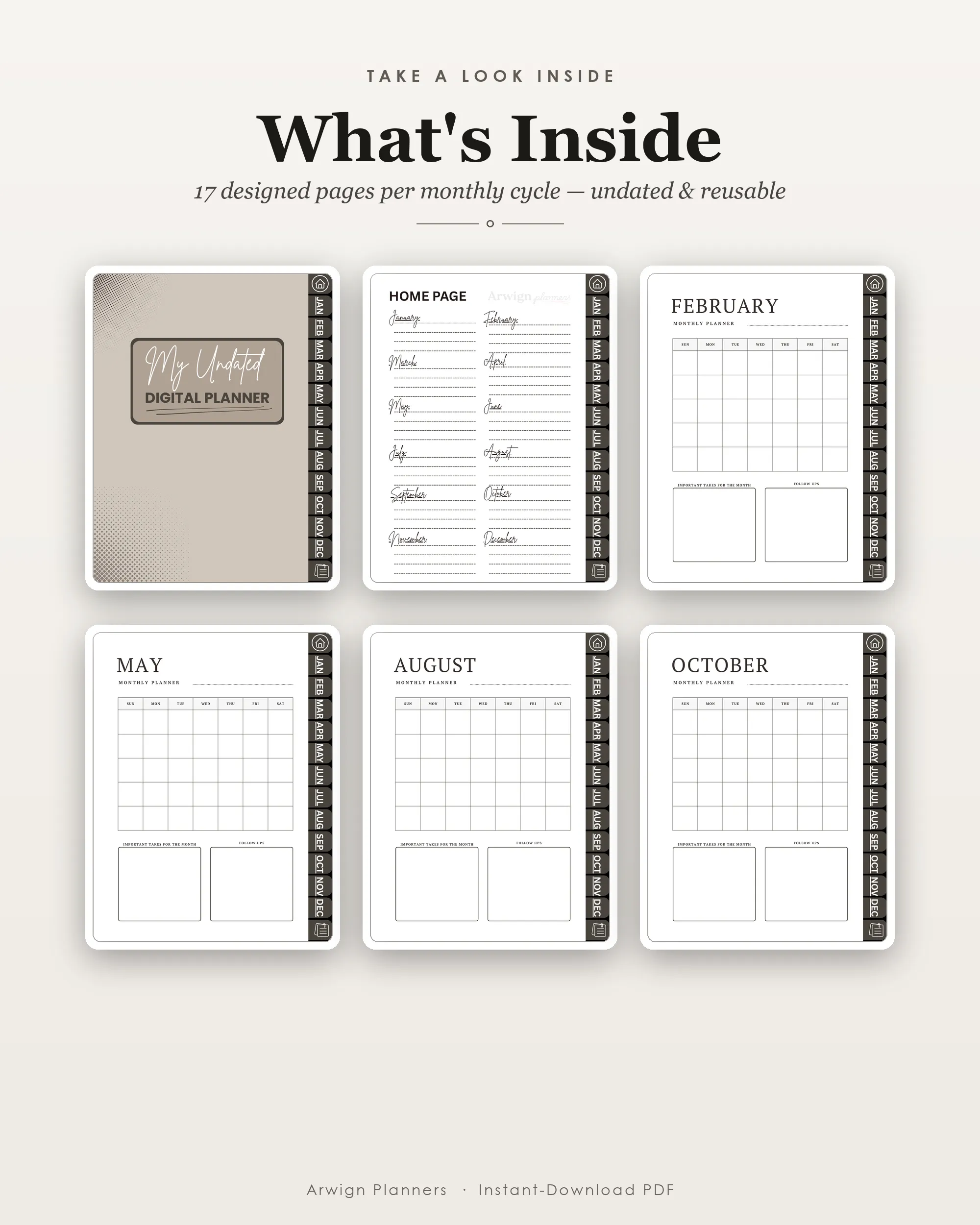 Undated Digital Monthly Planner — Desert Dots — image 2