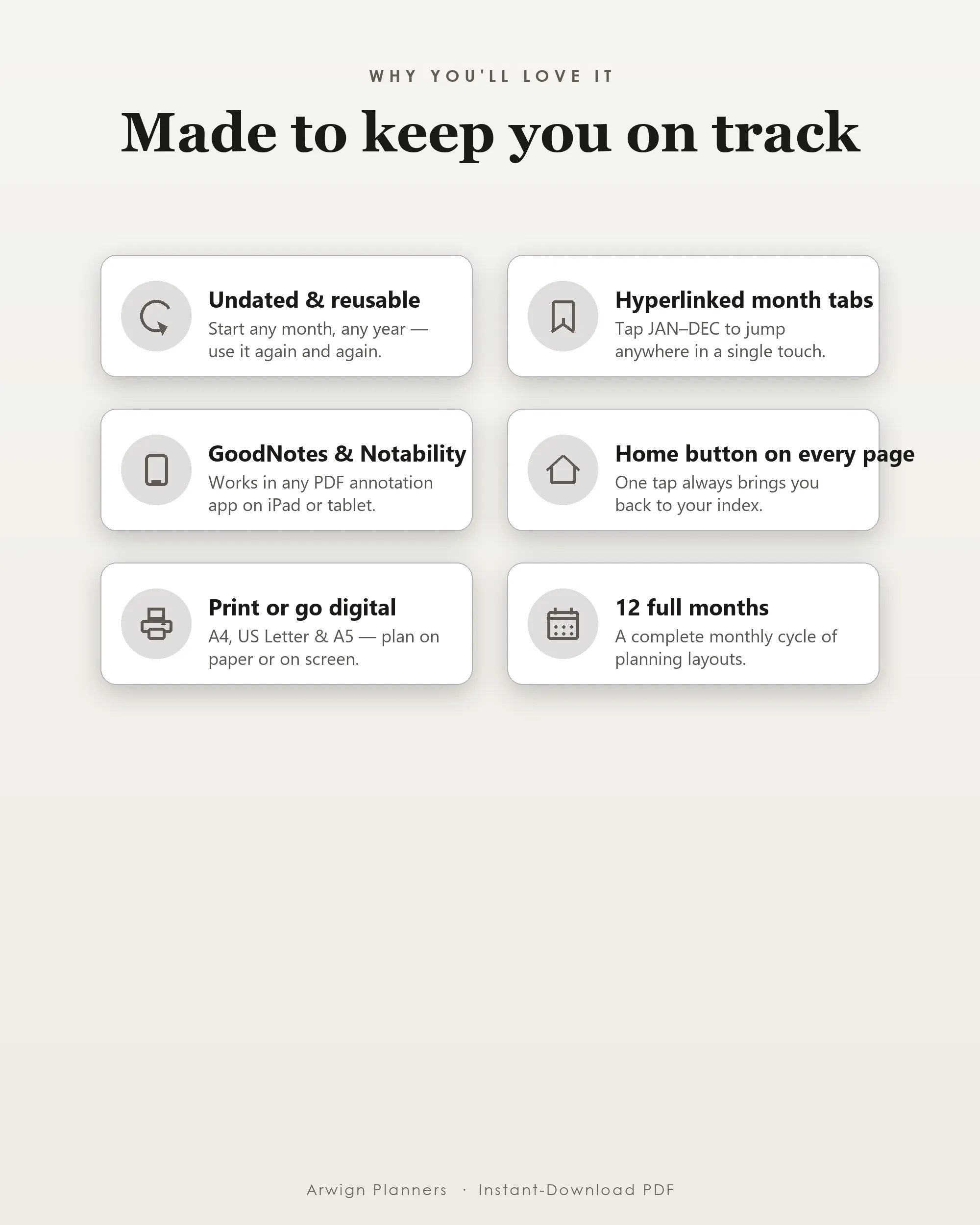 Undated Digital Monthly Planner — Desert Dots — image 3