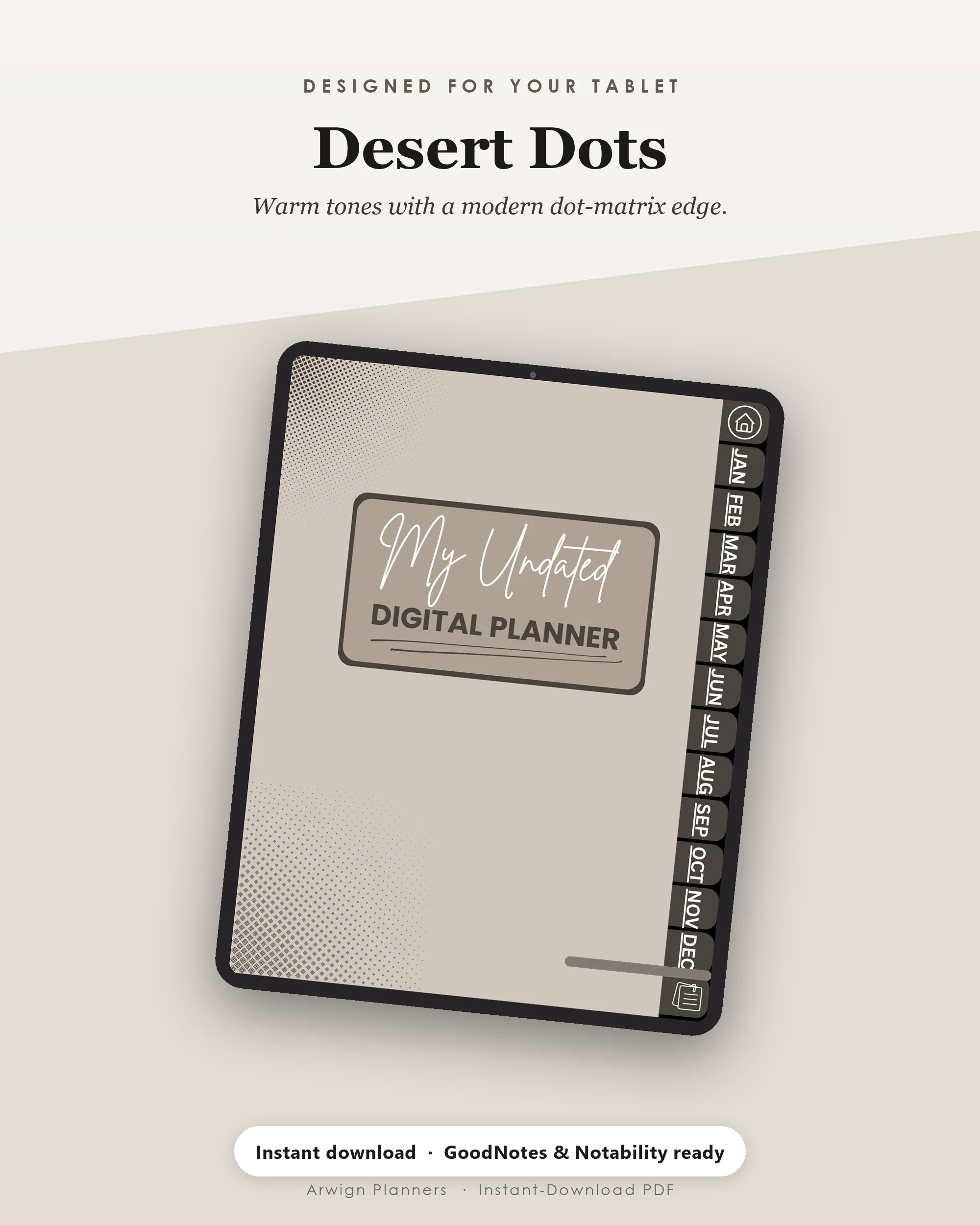 Undated Digital Monthly Planner — Desert Dots — image 4