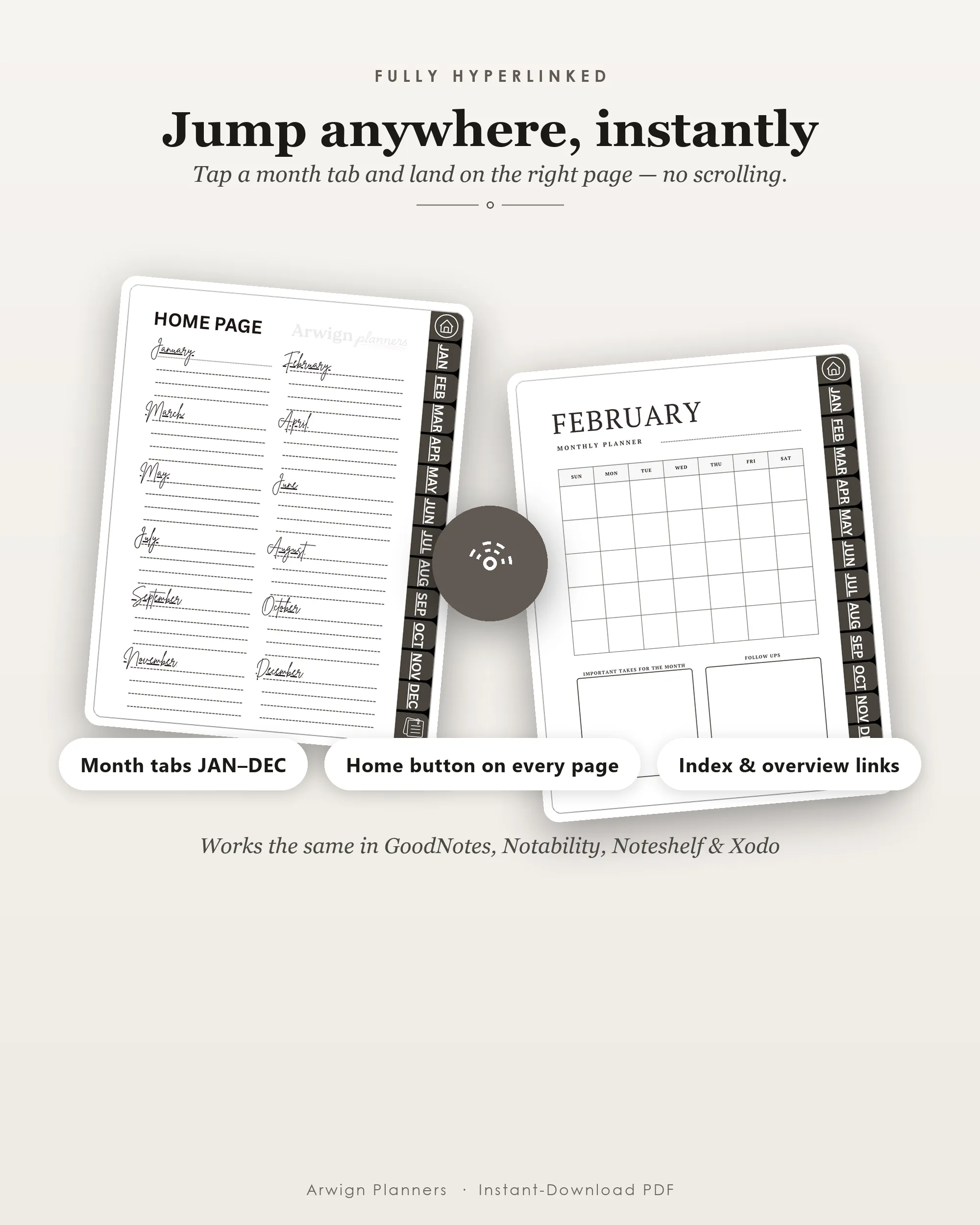 Undated Digital Monthly Planner — Desert Dots — image 5