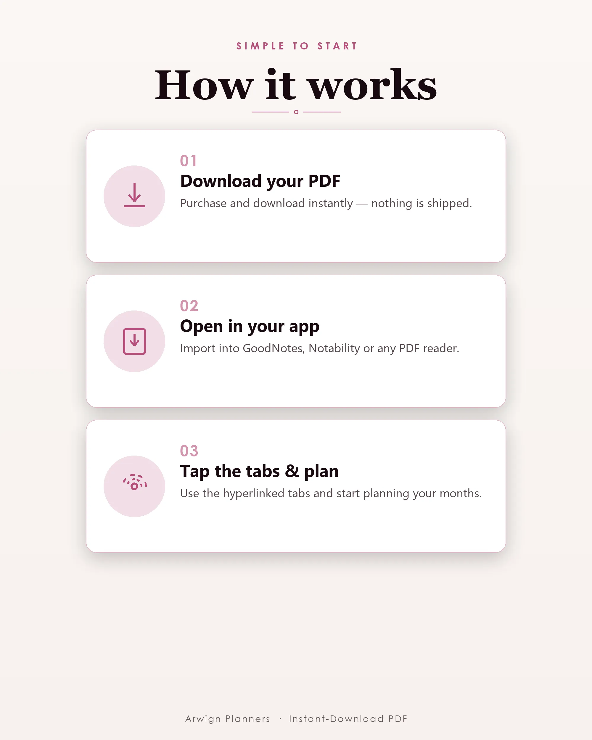 Undated Digital Monthly Planner — Doodle Hearts — image 6