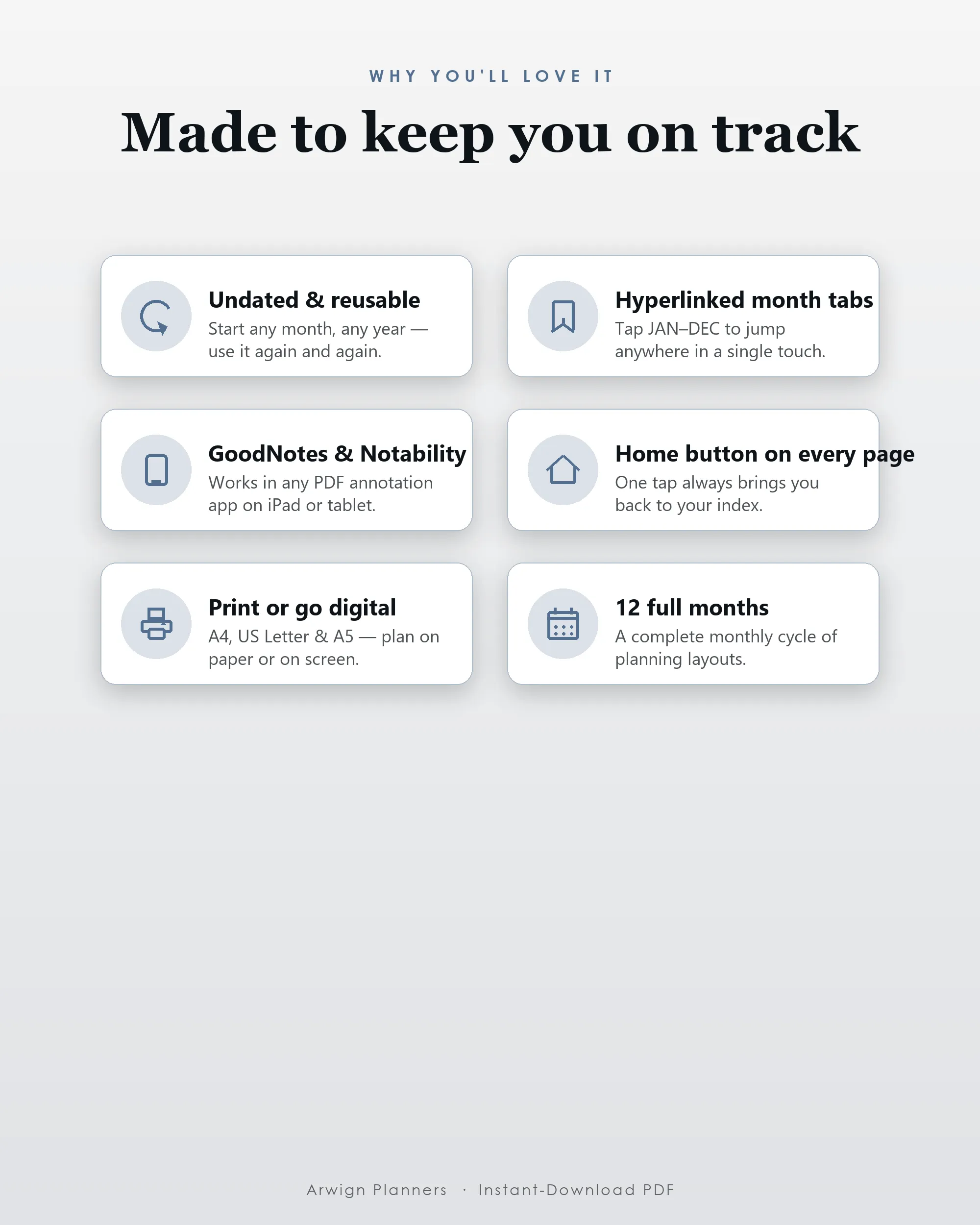 Undated Digital Monthly Planner — Free Spirit — image 3
