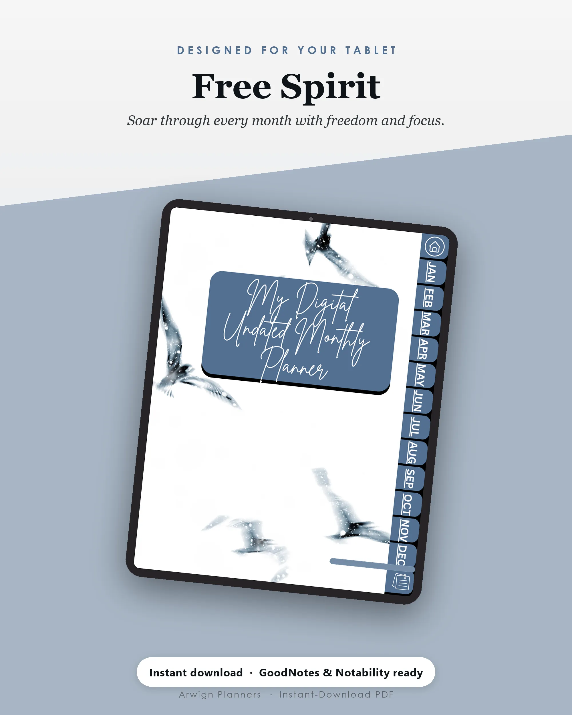 Undated Digital Monthly Planner — Free Spirit — image 4