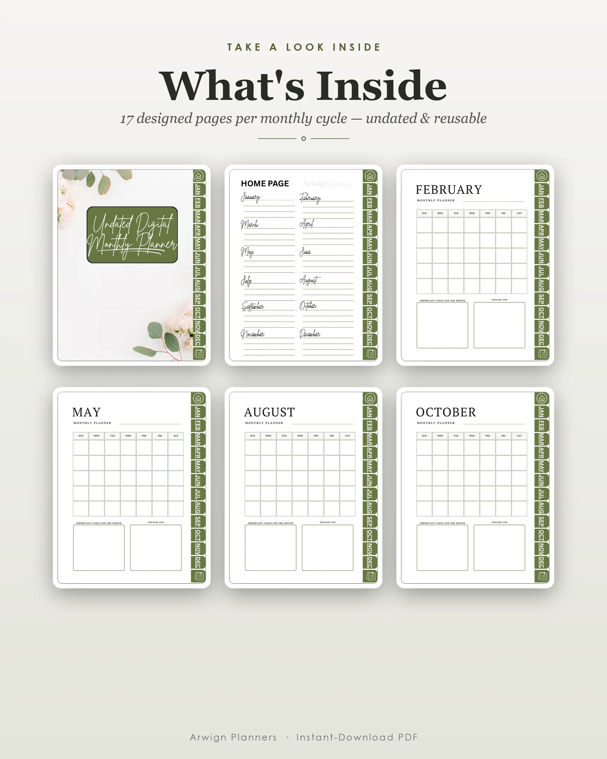 Undated Digital Monthly Planner — Garden Bloom — image 2