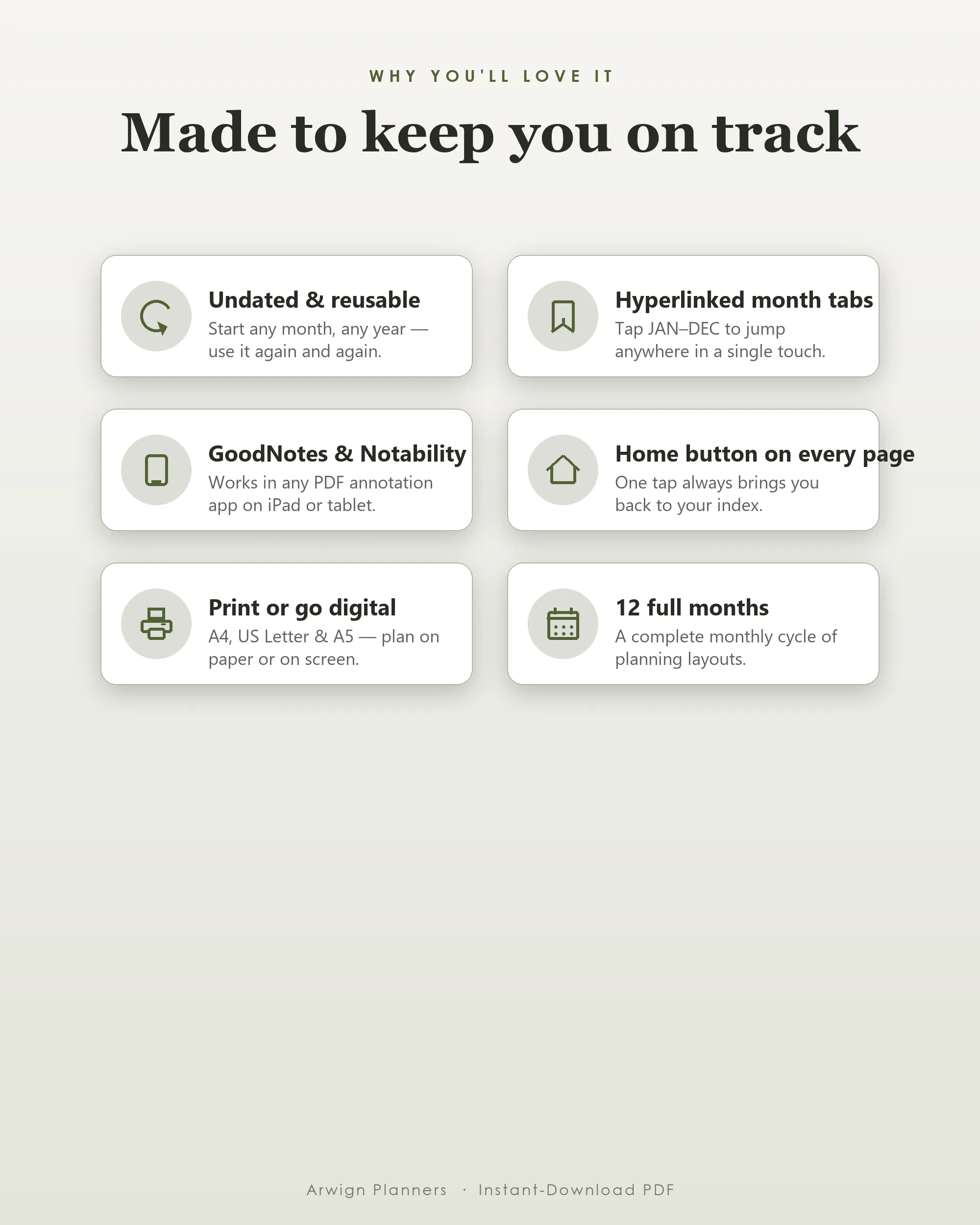 Undated Digital Monthly Planner — Garden Bloom — image 3