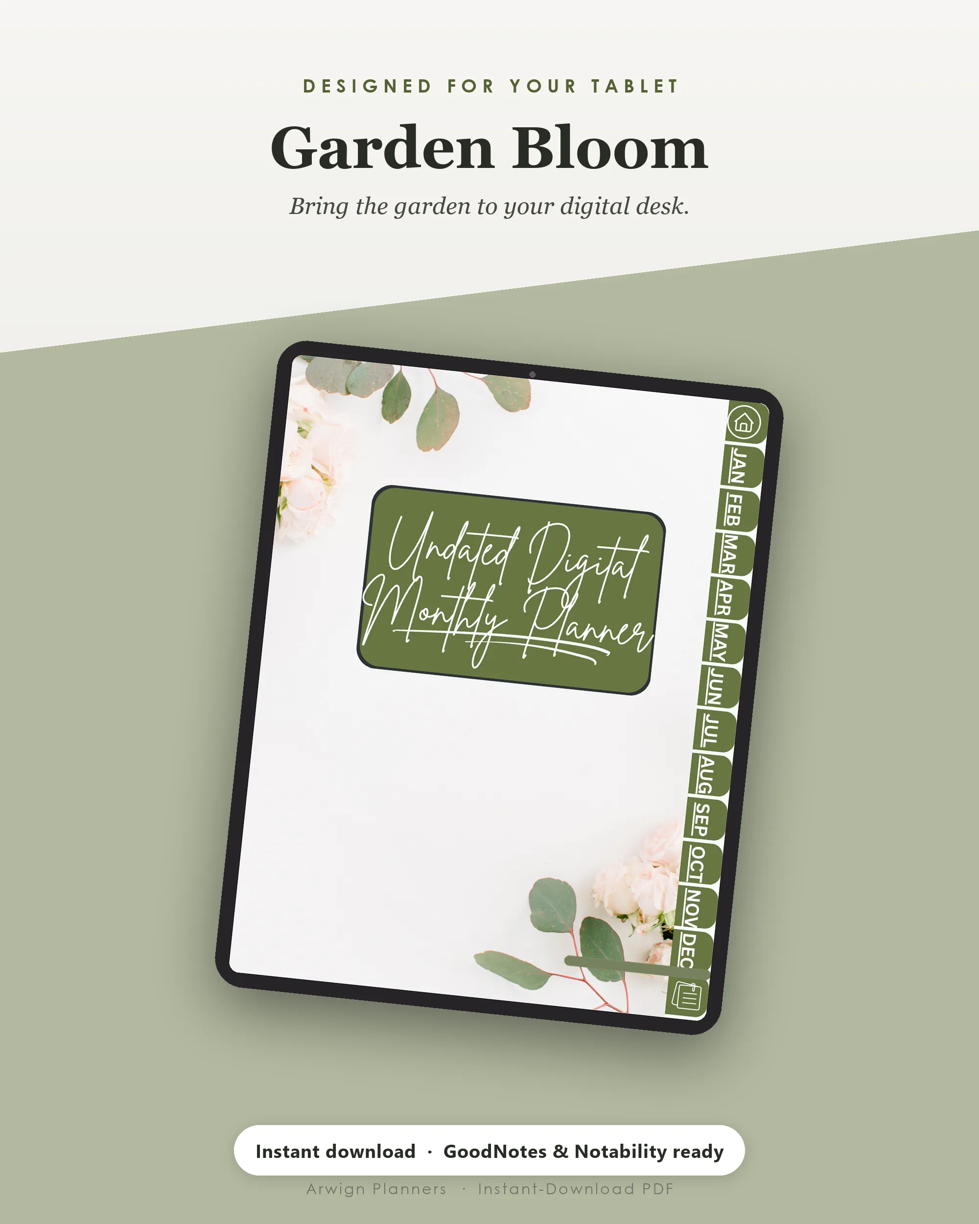 Undated Digital Monthly Planner — Garden Bloom — image 4