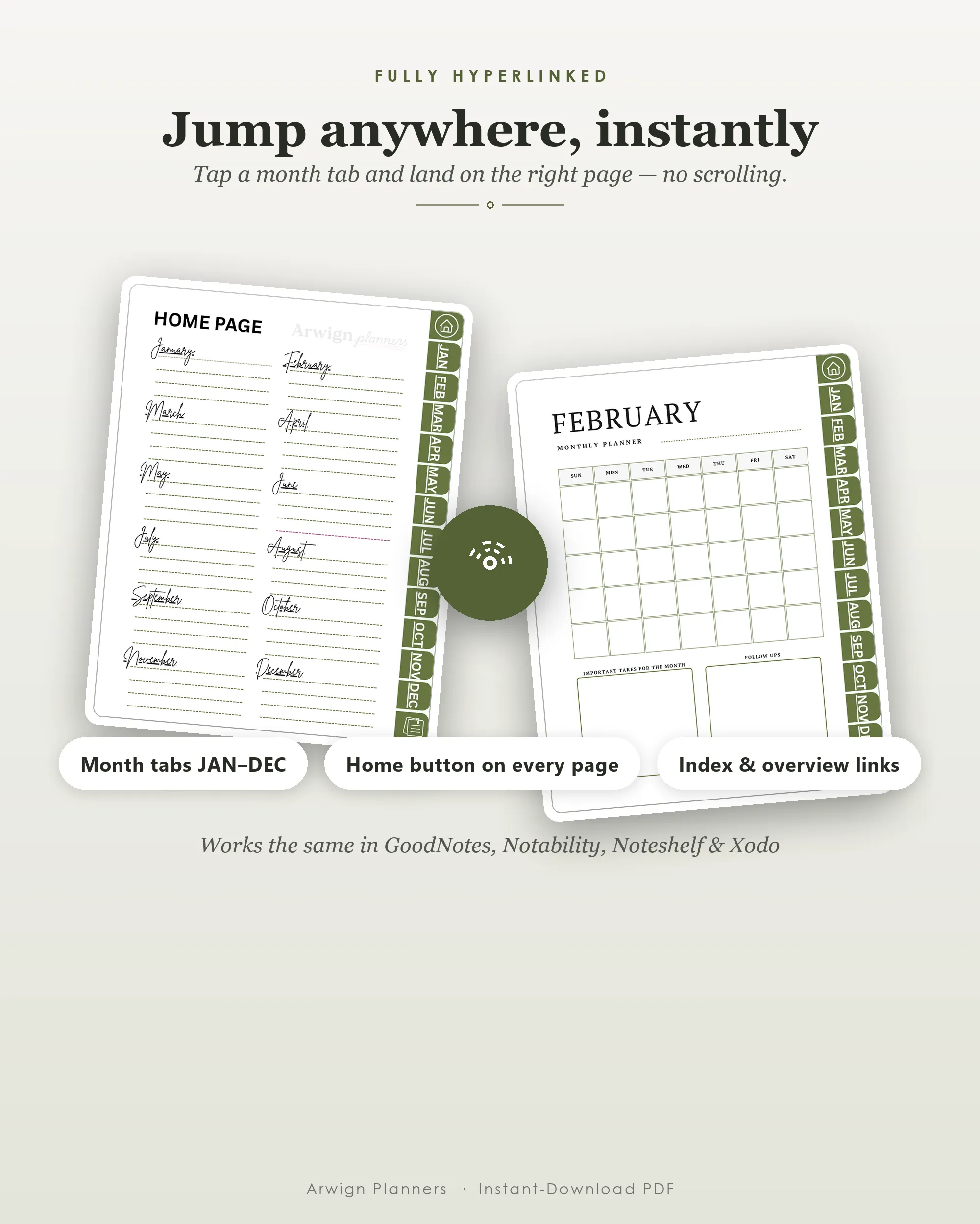 Undated Digital Monthly Planner — Garden Bloom — image 5