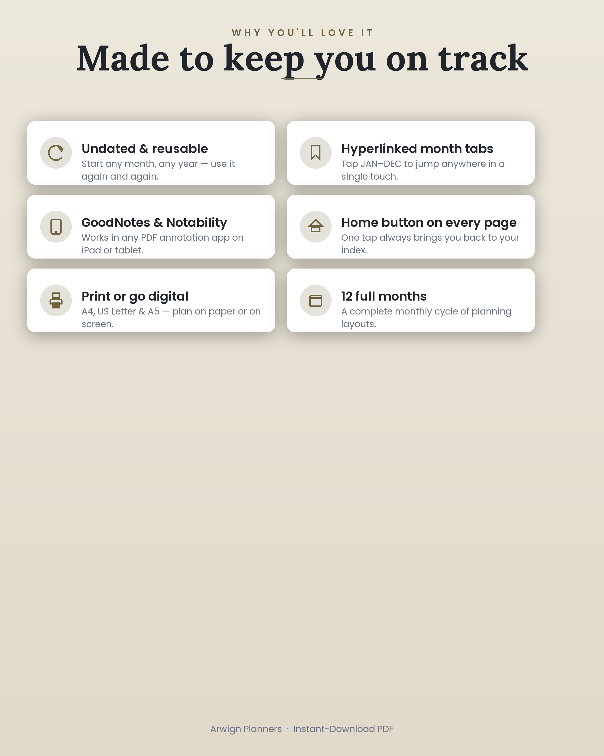 Undated Digital Monthly Planner — Gilded Fern — image 3