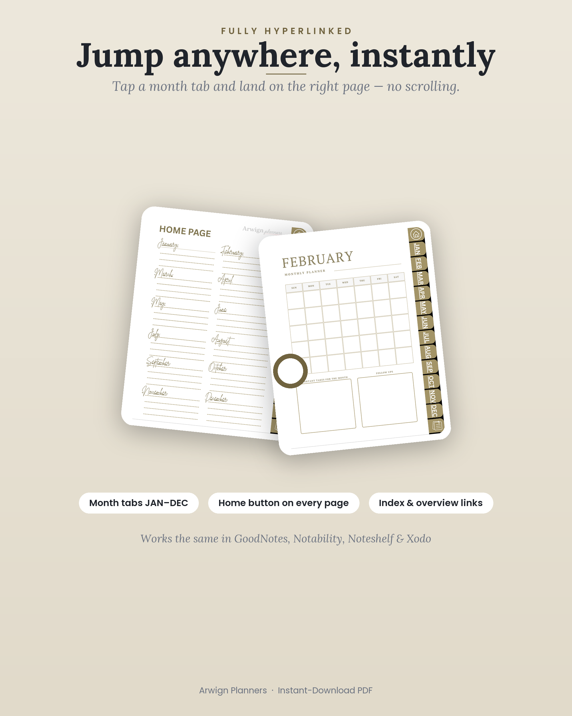 Undated Digital Monthly Planner — Gilded Fern — image 5