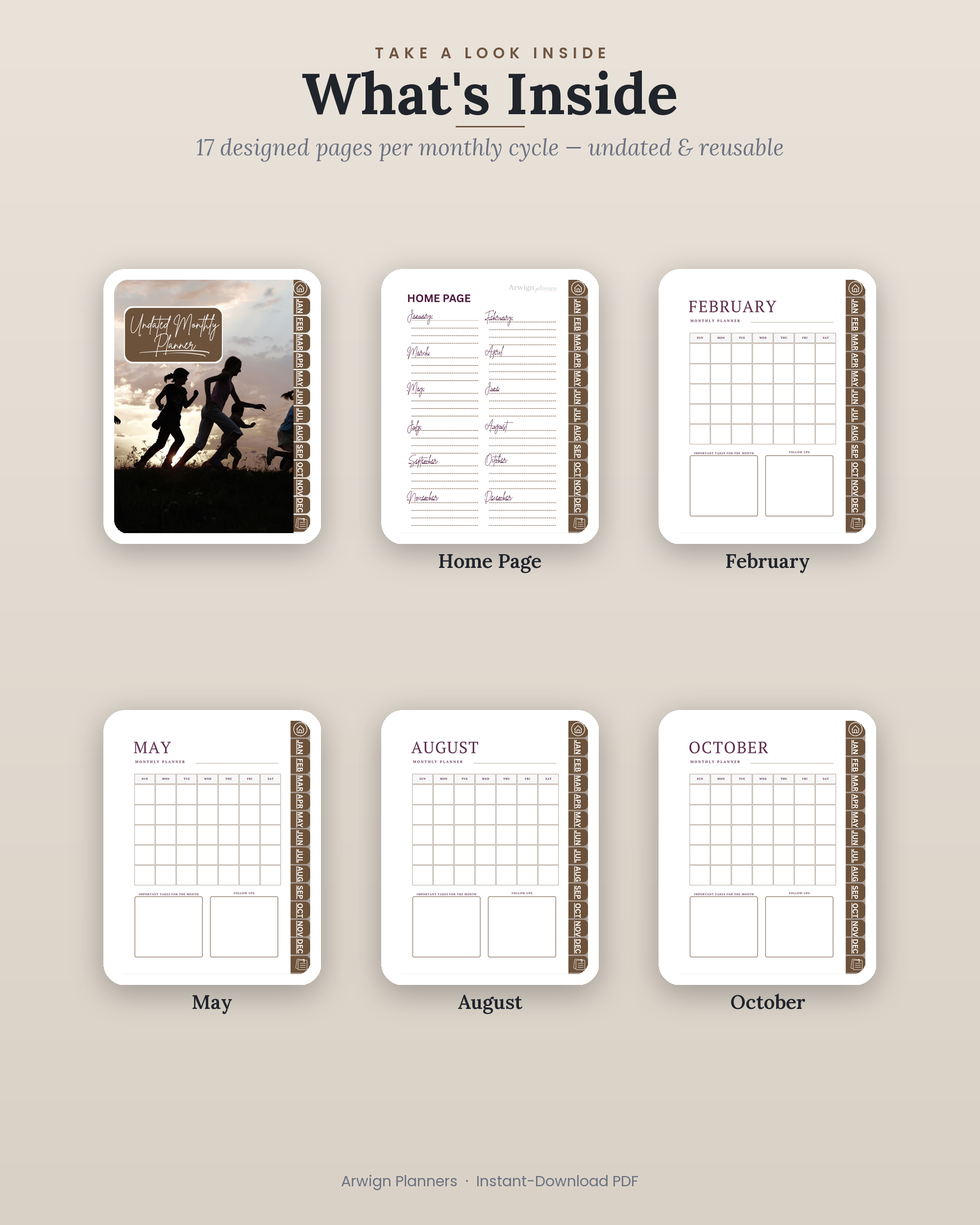 Undated Digital Monthly Planner — Golden Hour — image 2
