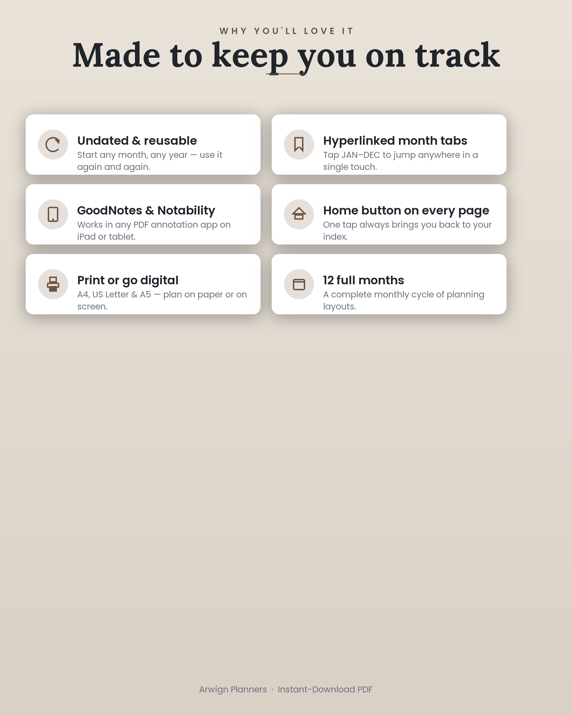 Undated Digital Monthly Planner — Golden Hour — image 3