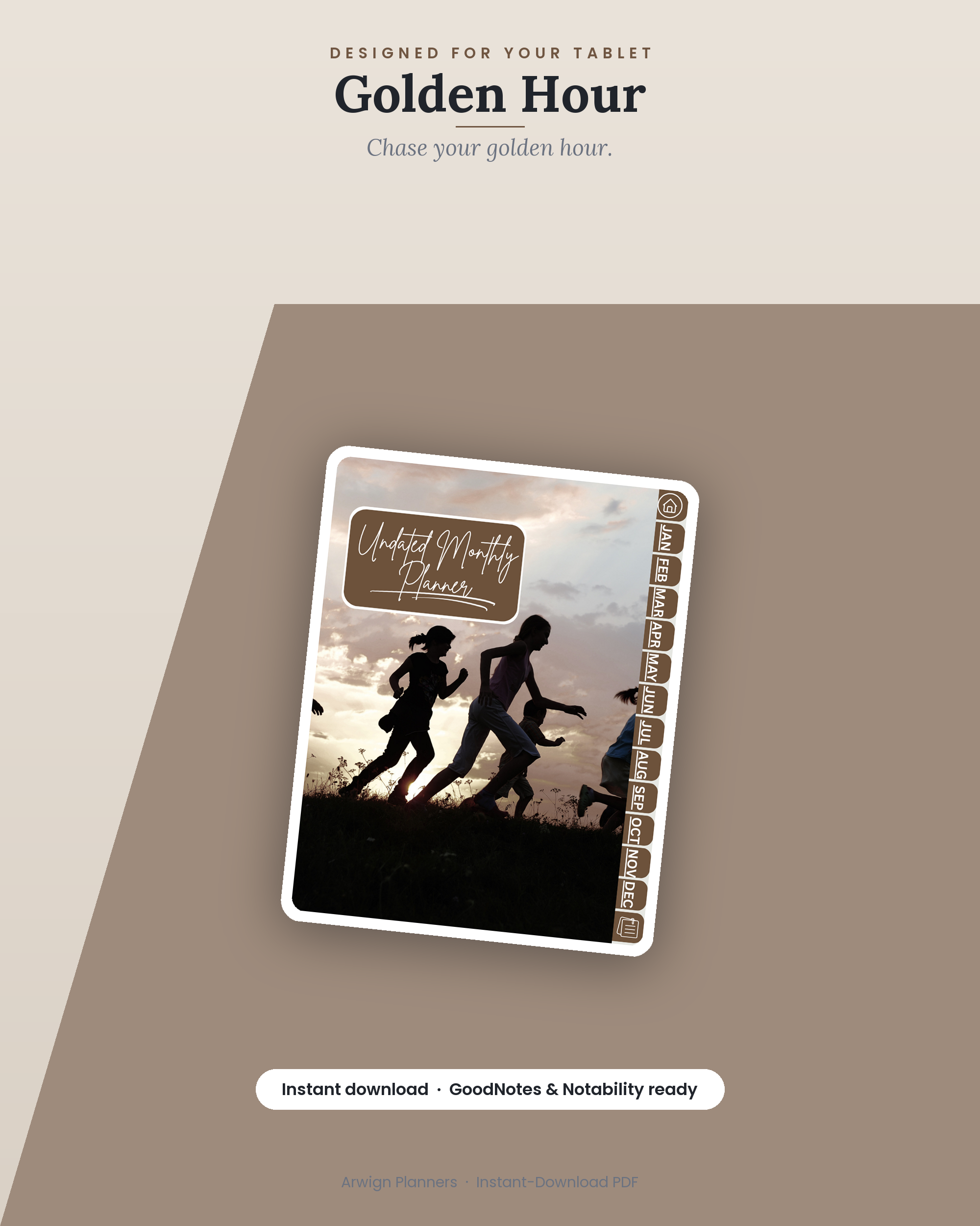 Undated Digital Monthly Planner — Golden Hour — image 4