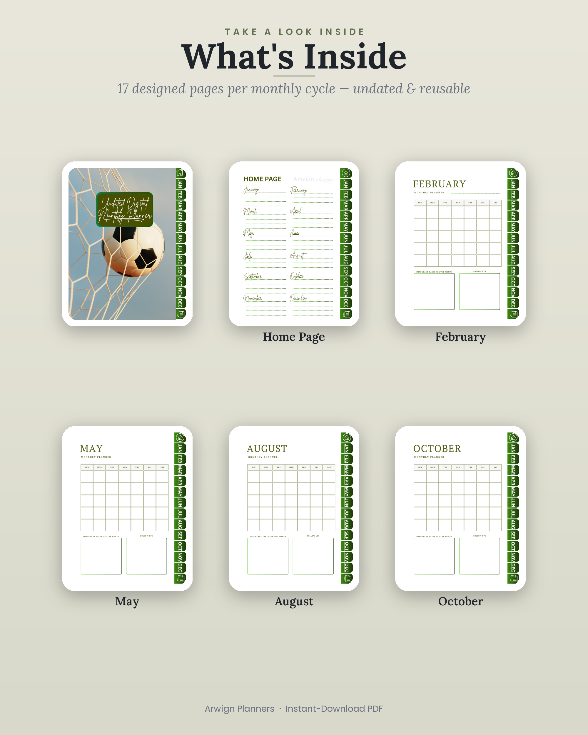 Undated Digital Monthly Planner — Match Day — image 2