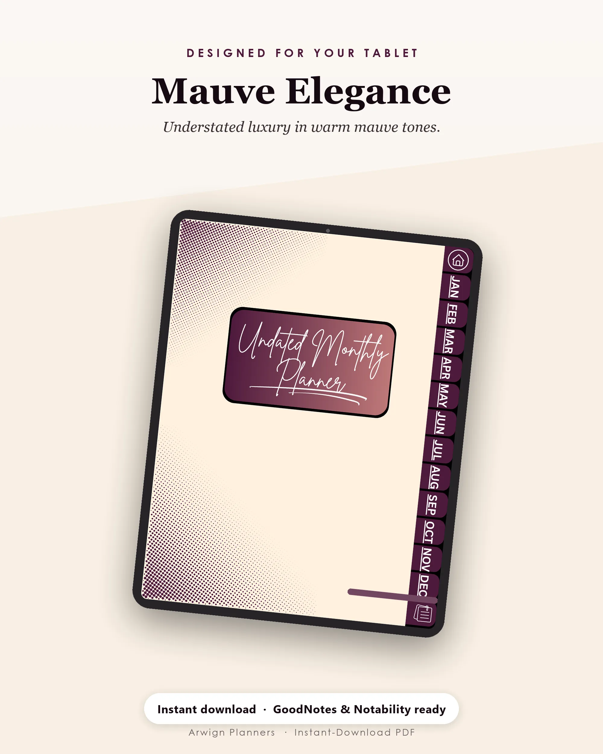 Undated Digital Monthly Planner — Mauve Elegance — image 4