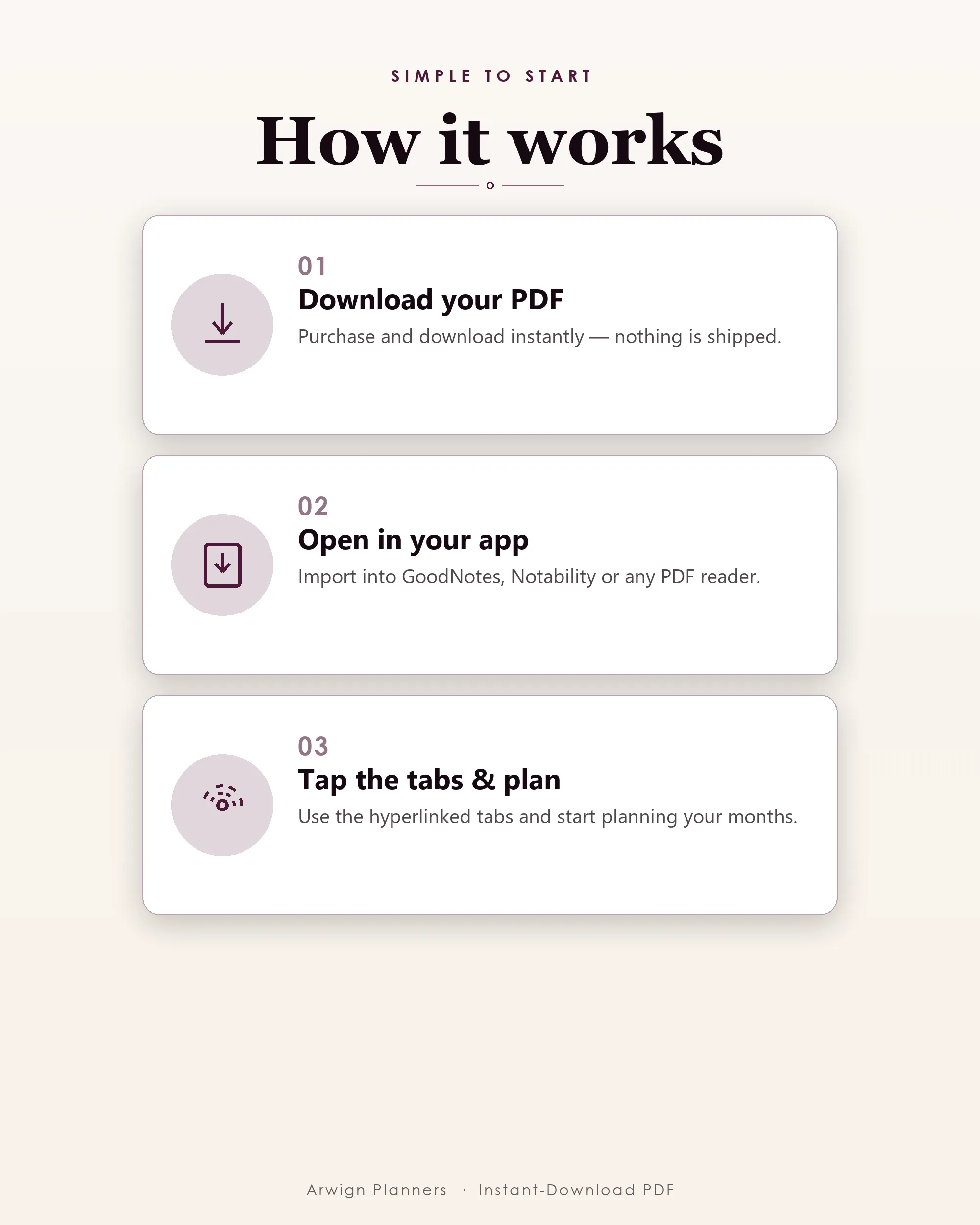 Undated Digital Monthly Planner — Mauve Elegance — image 6