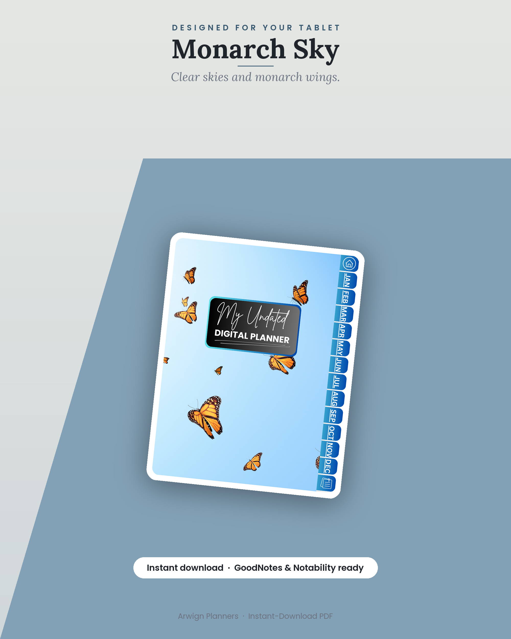 Undated Digital Monthly Planner — Monarch Sky — image 4