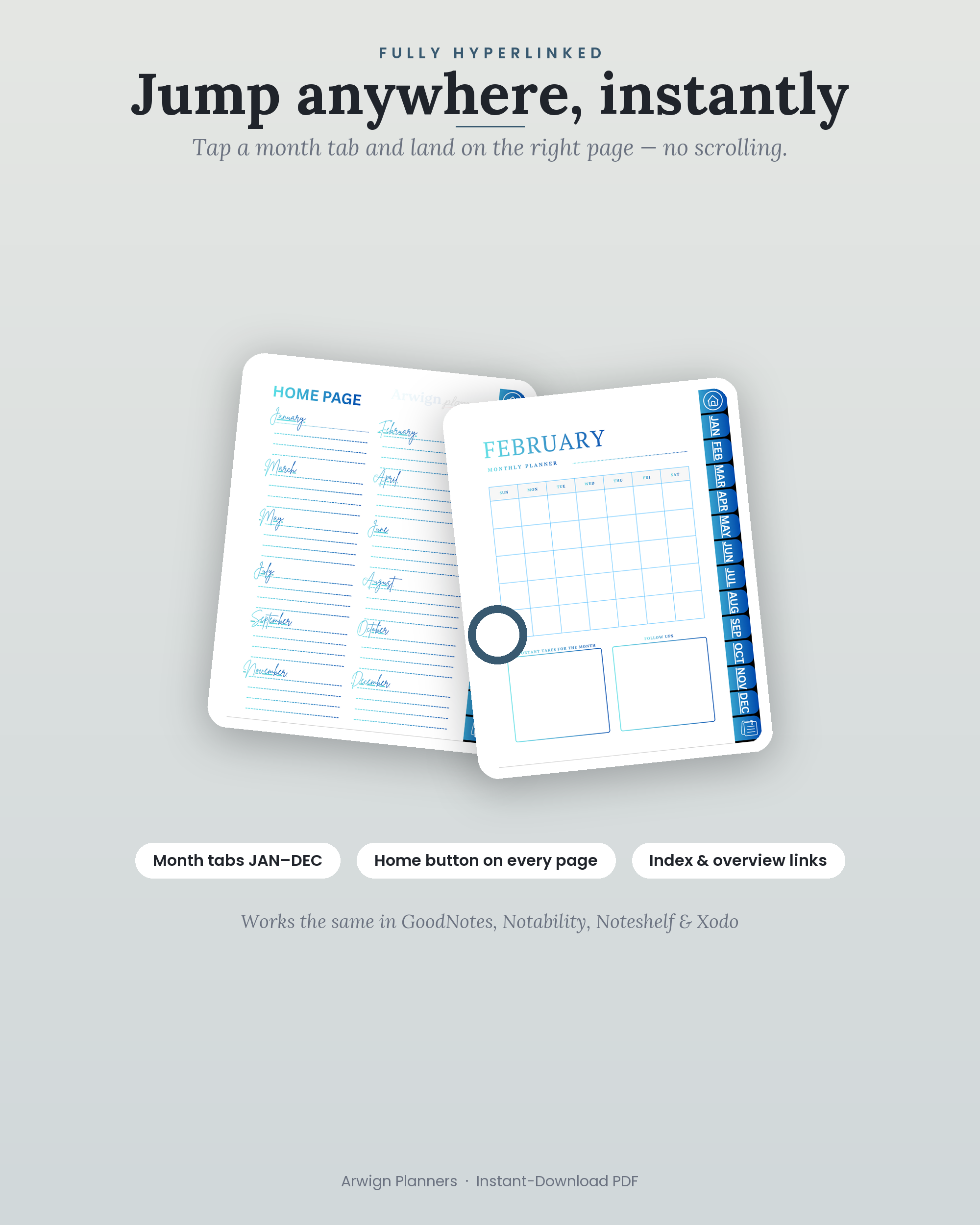 Undated Digital Monthly Planner — Monarch Sky — image 5