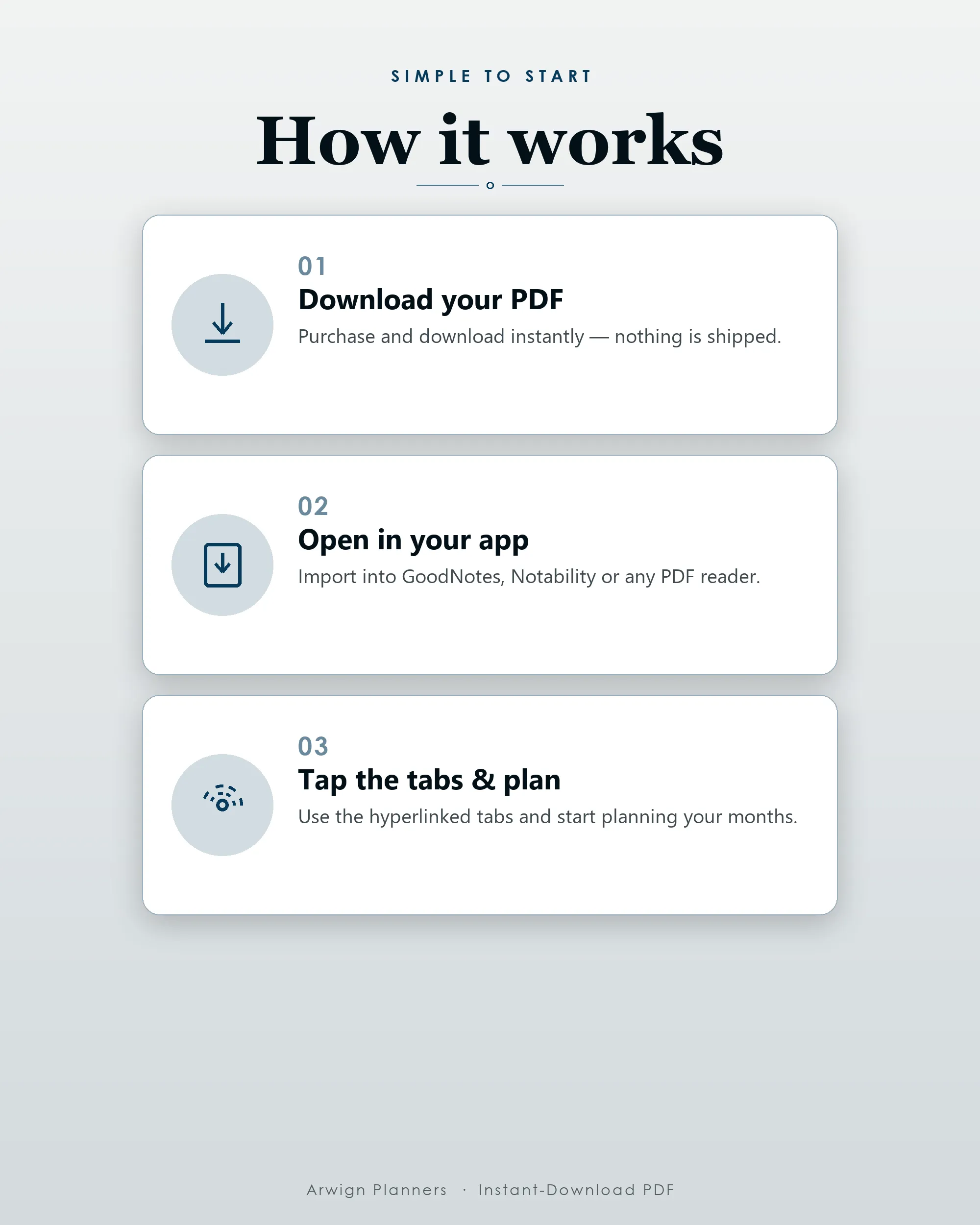 Undated Digital Monthly Planner — Navy Dots — image 6