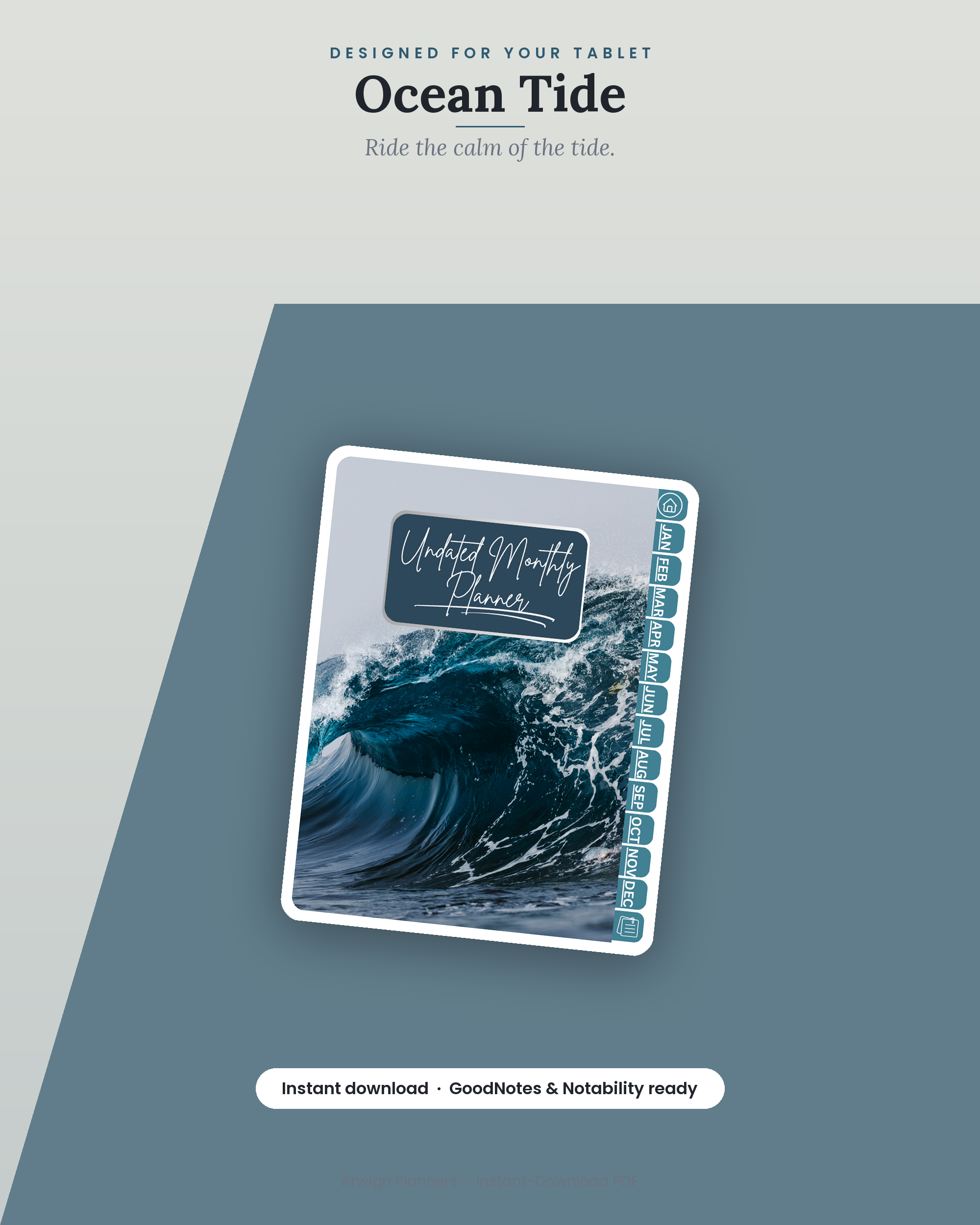 Undated Digital Monthly Planner — Ocean Tide — image 4