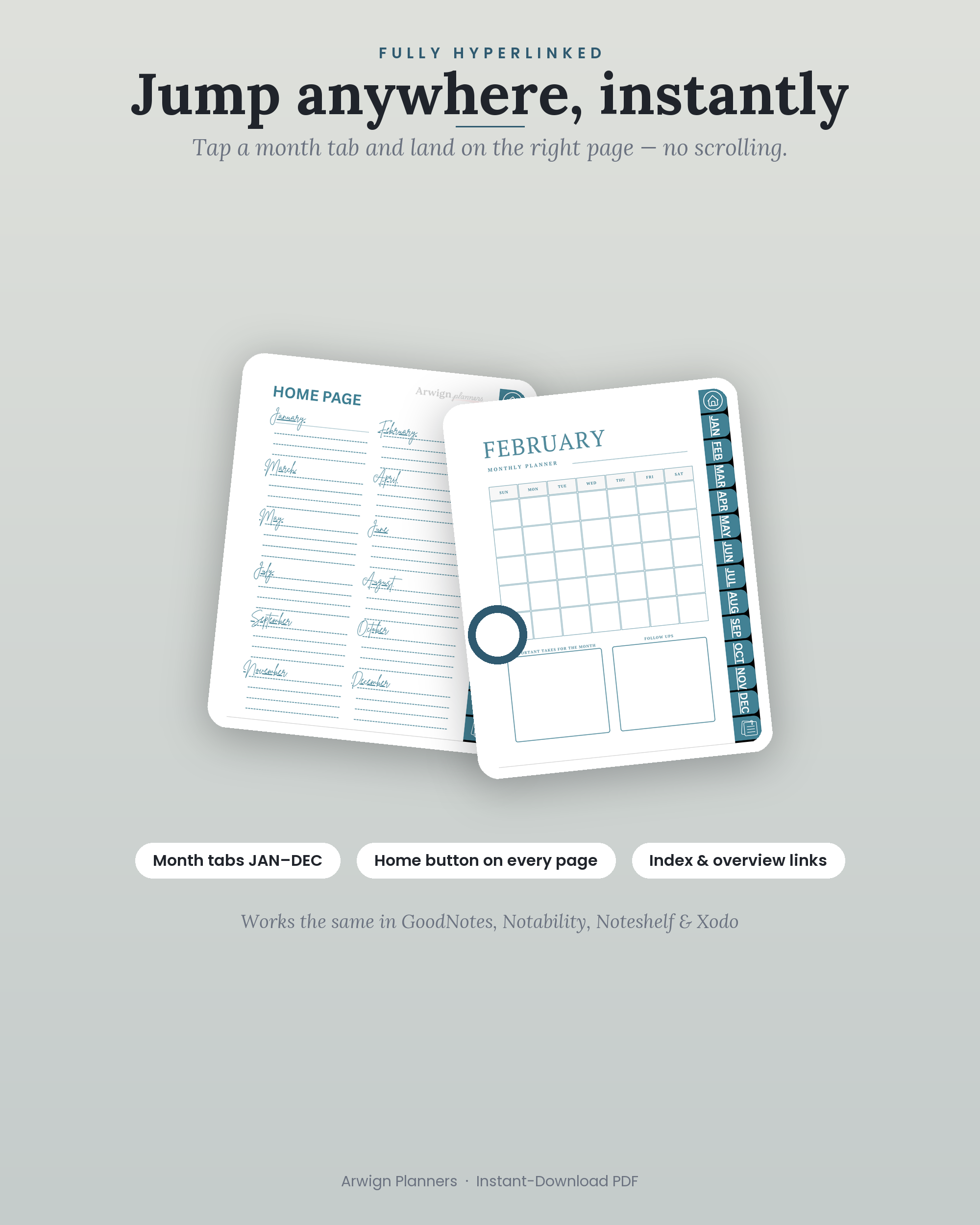 Undated Digital Monthly Planner — Ocean Tide — image 5