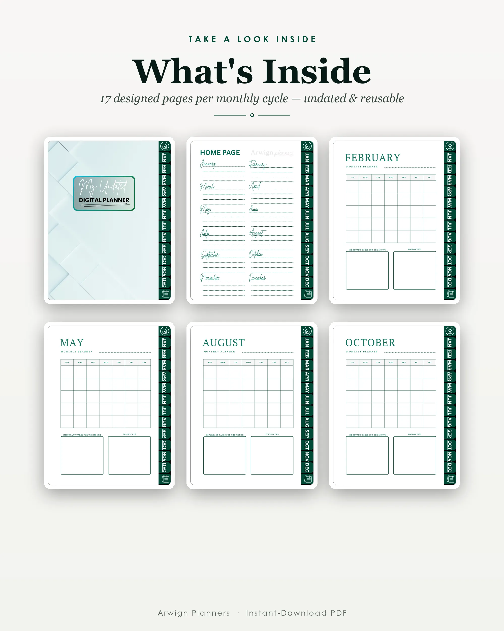 Undated Digital Monthly Planner — Ocean Weave — image 2