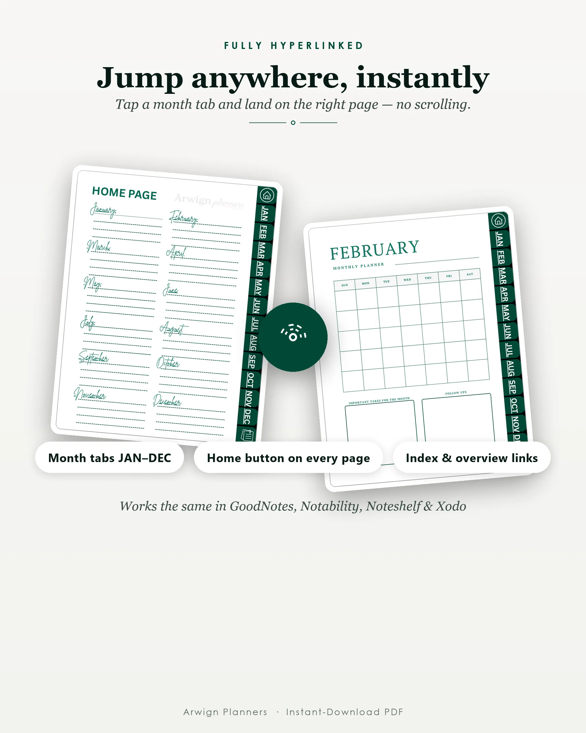 Undated Digital Monthly Planner — Ocean Weave — image 5