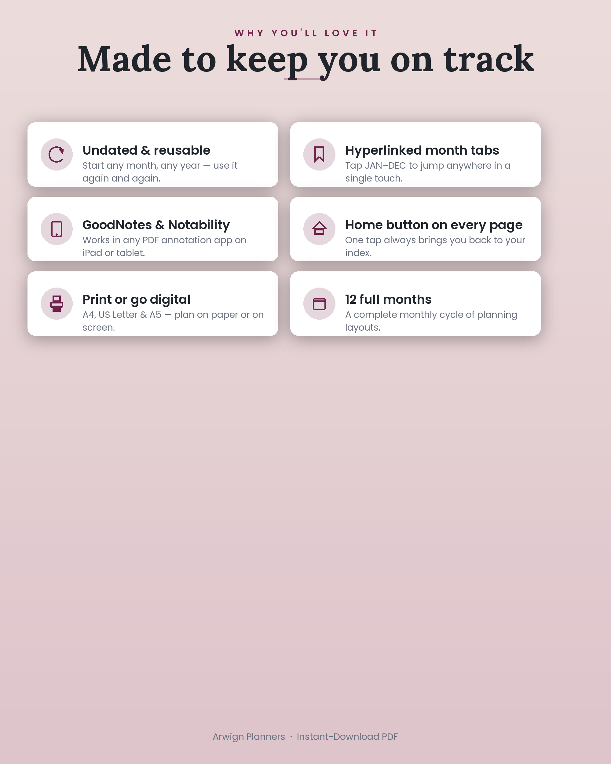Undated Digital Monthly Planner — Orchid Slate — image 3