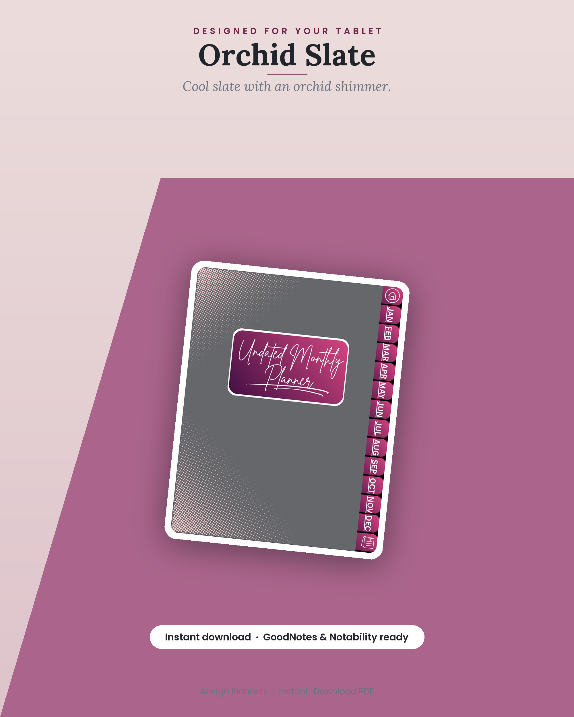 Undated Digital Monthly Planner — Orchid Slate — image 4