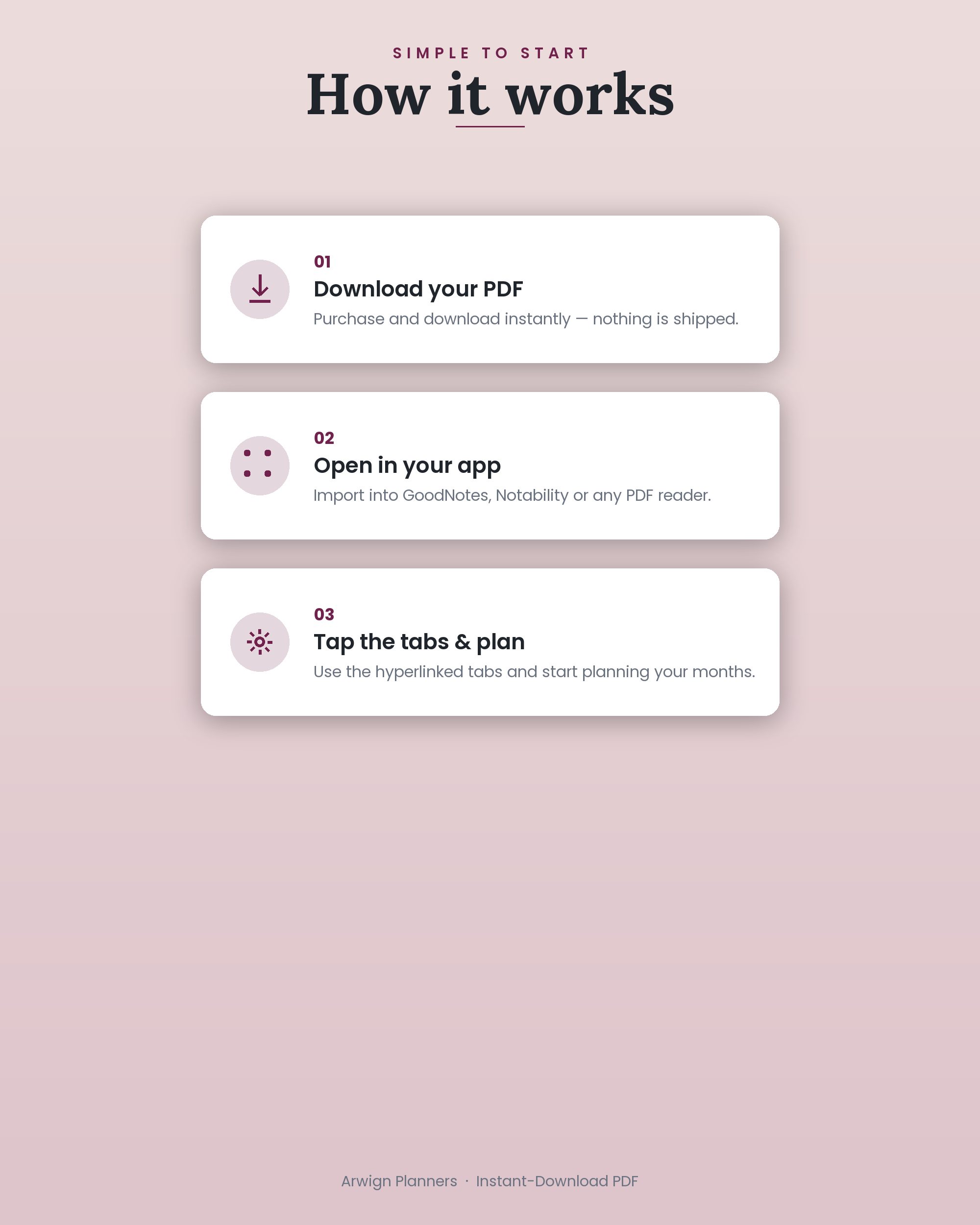 Undated Digital Monthly Planner — Orchid Slate — image 6