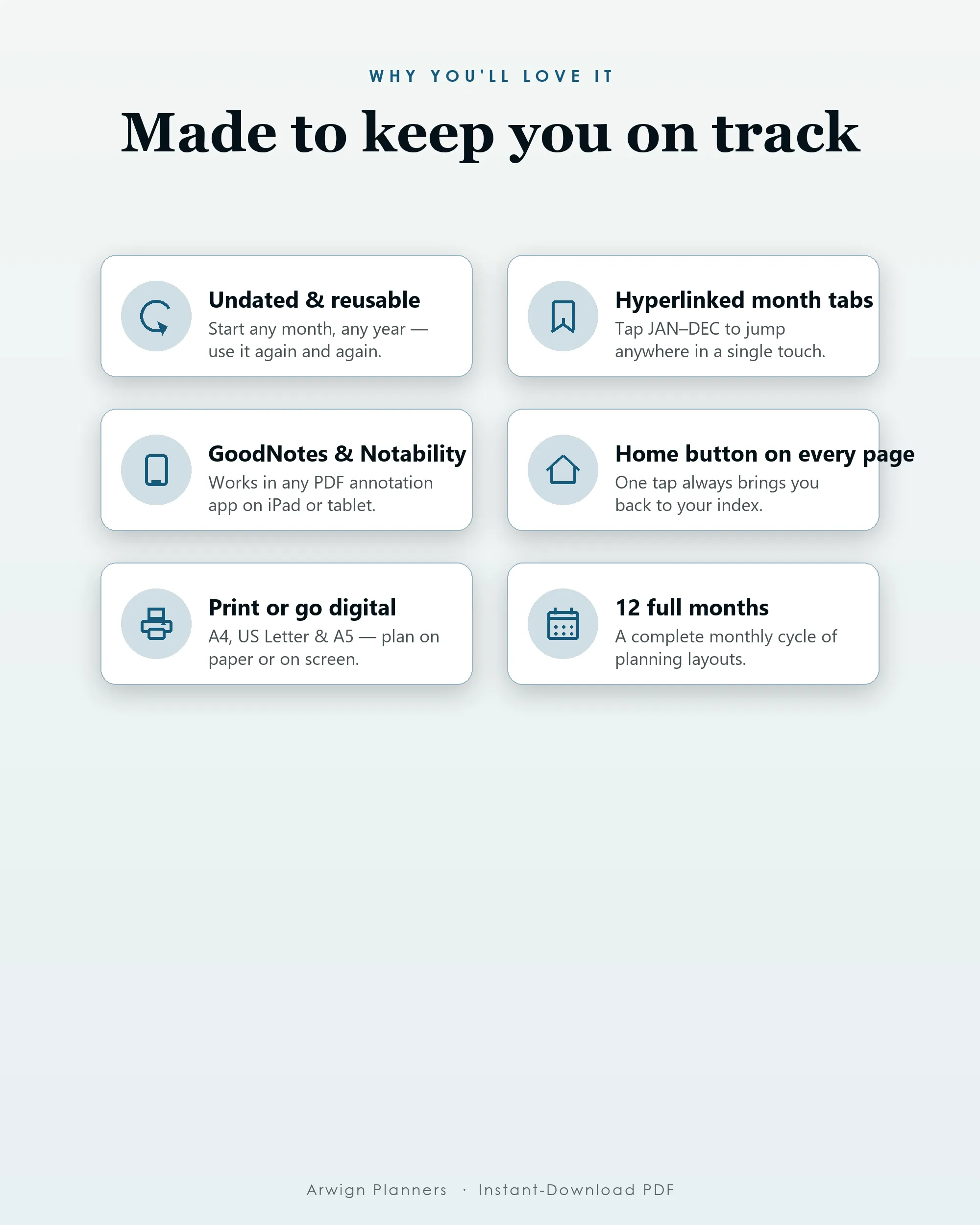 Undated Digital Monthly Planner — Retro Blue — image 3
