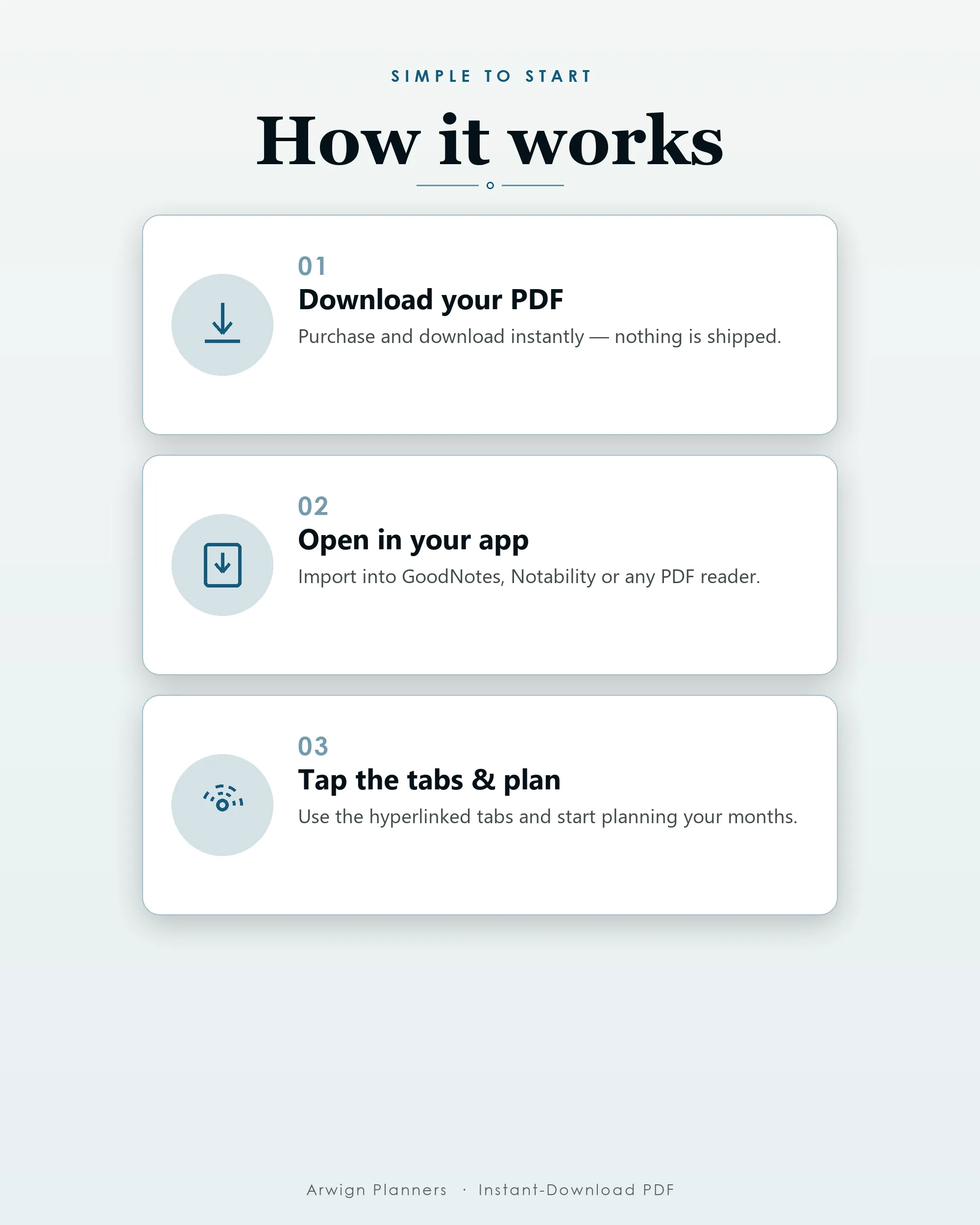 Undated Digital Monthly Planner — Retro Blue — image 6