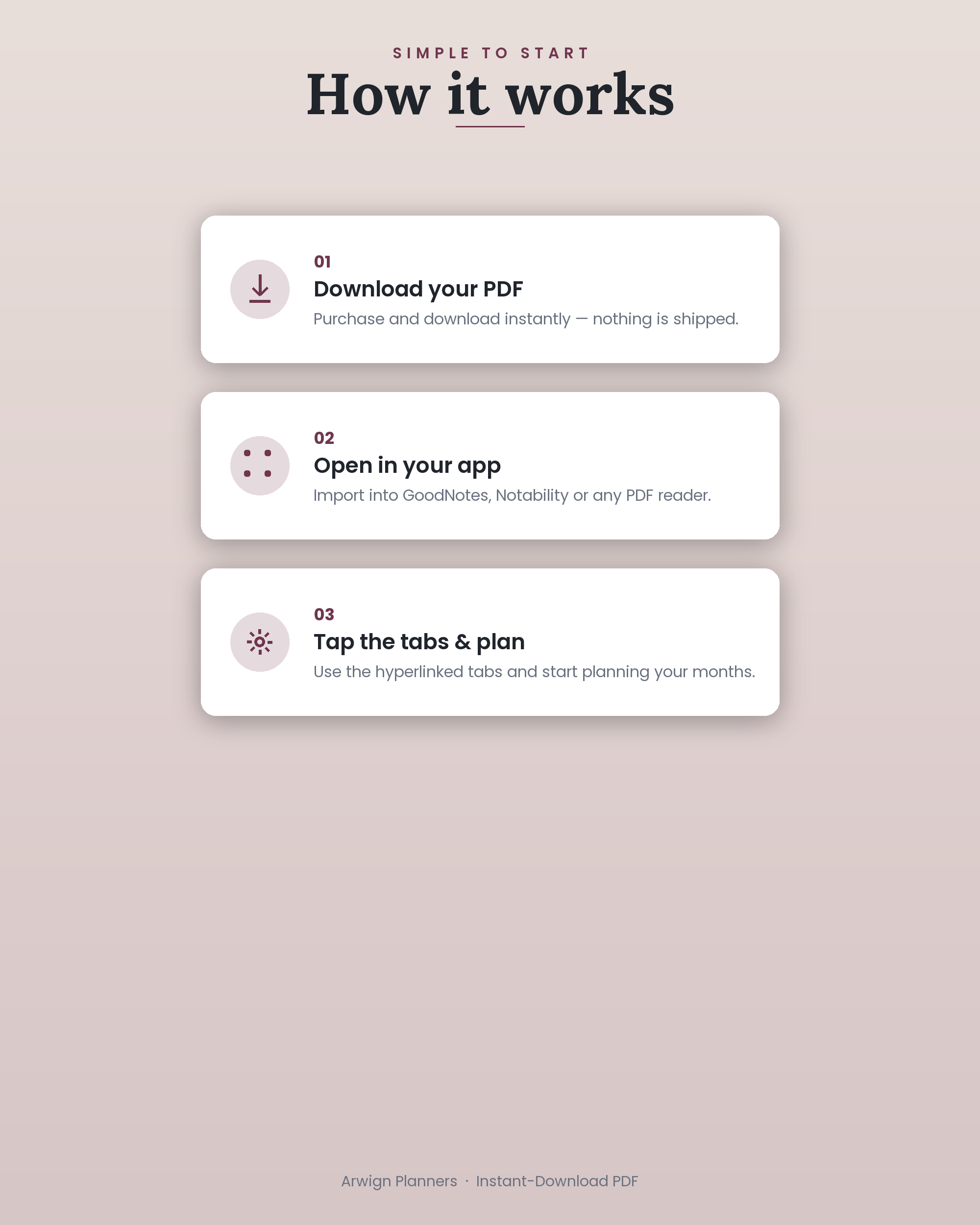 Undated Digital Monthly Planner — Rose Cream — image 6