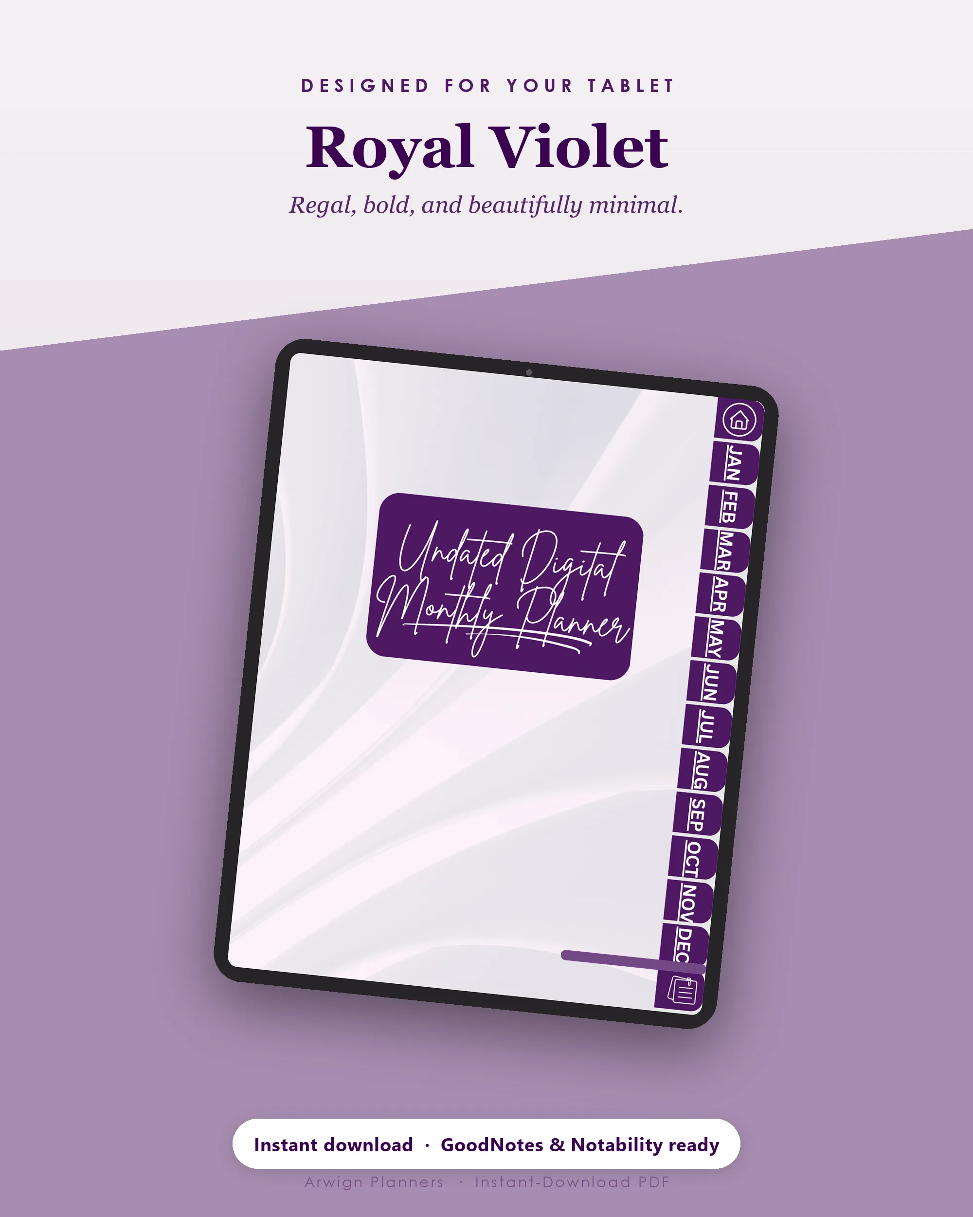 Undated Digital Monthly Planner — Royal Violet — image 4