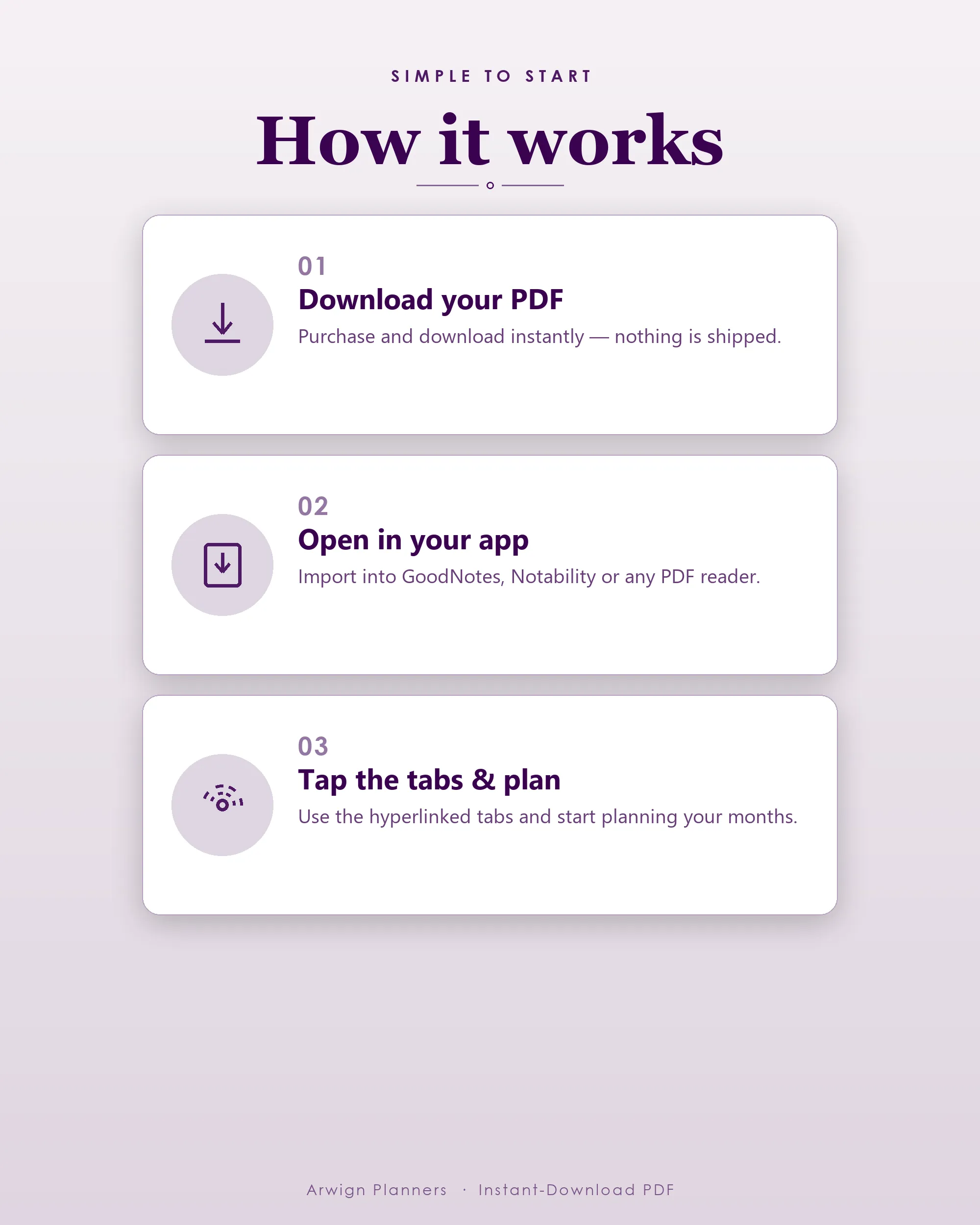 Undated Digital Monthly Planner — Royal Violet — image 6