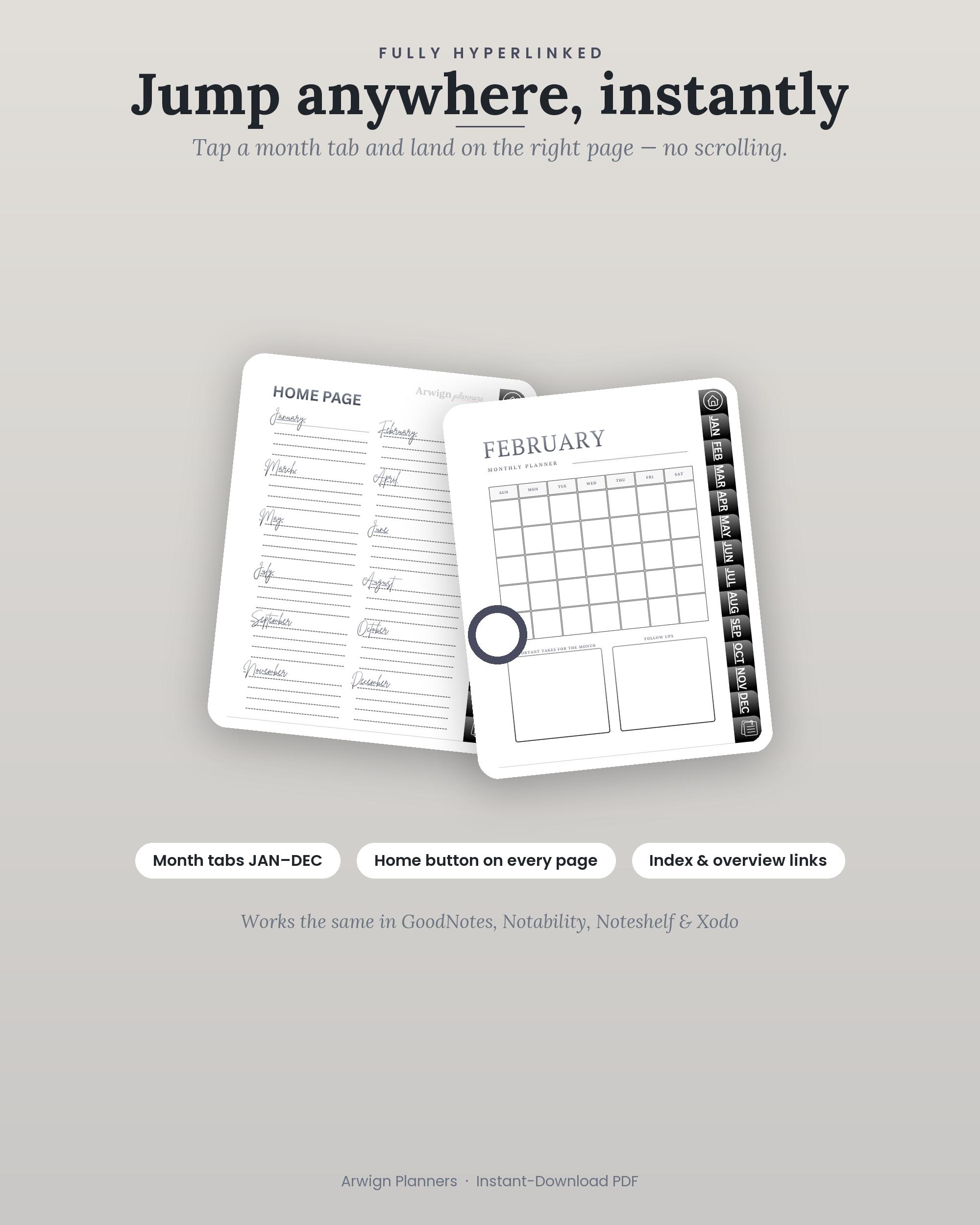 Undated Digital Monthly Planner — Sakura Night — image 5