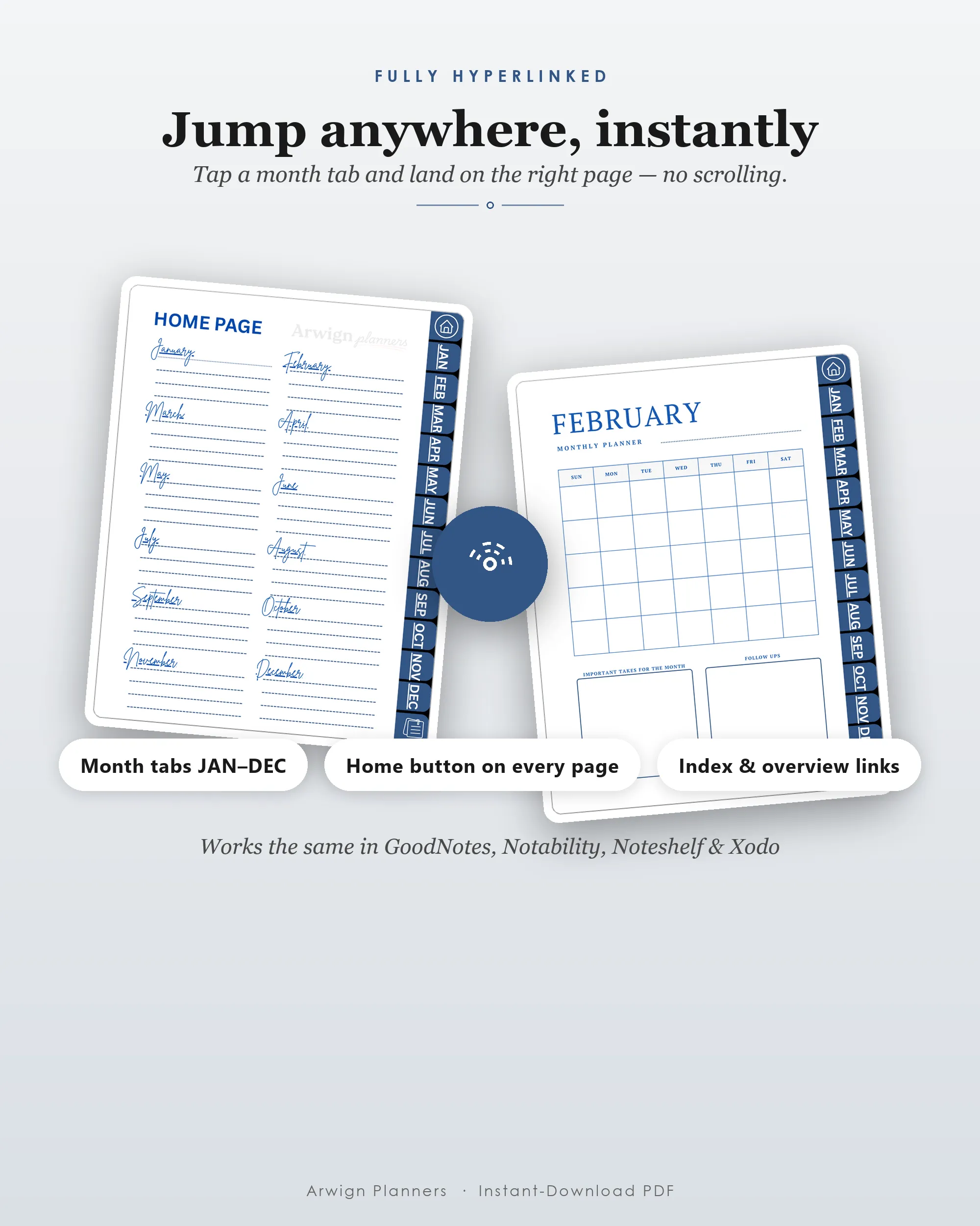 Undated Digital Monthly Planner — Silver Botanica — image 5