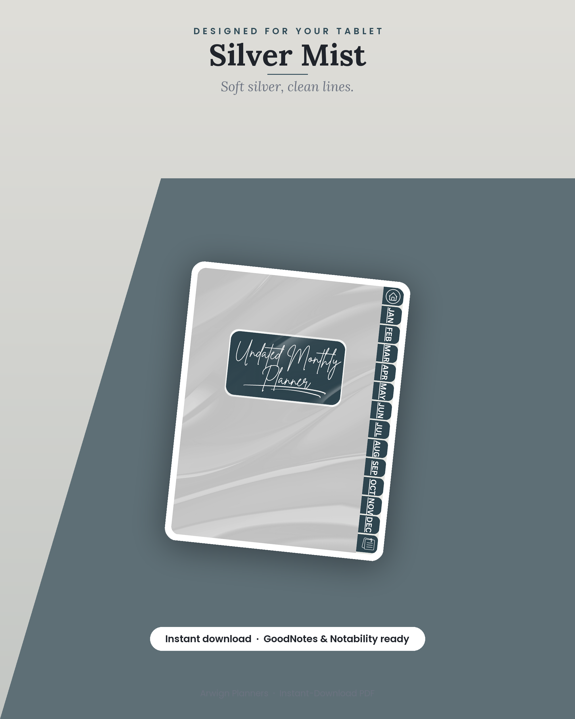Undated Digital Monthly Planner — Silver Mist — image 4