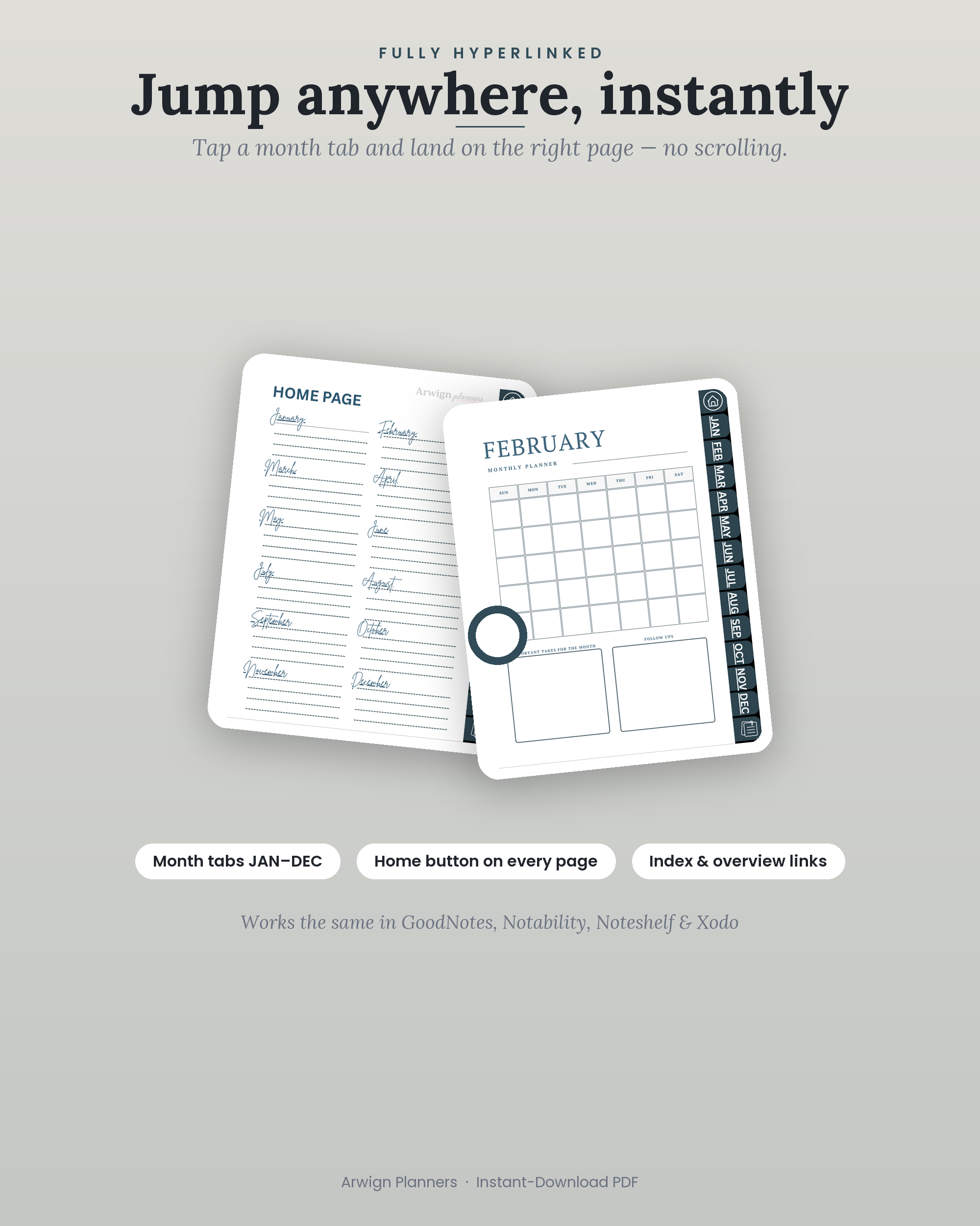 Undated Digital Monthly Planner — Silver Mist — image 5