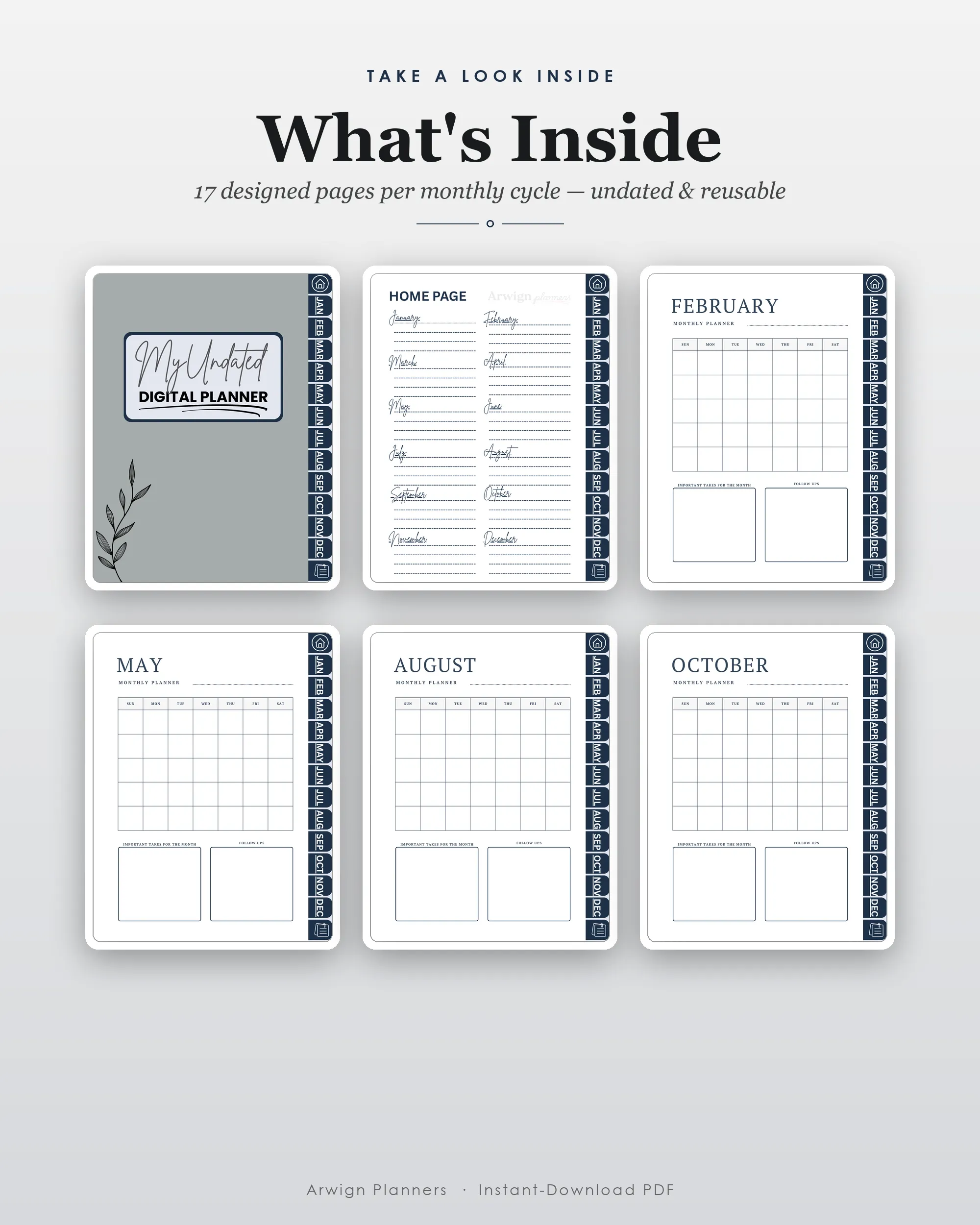 Undated Digital Monthly Planner — Steel Botanica — image 2