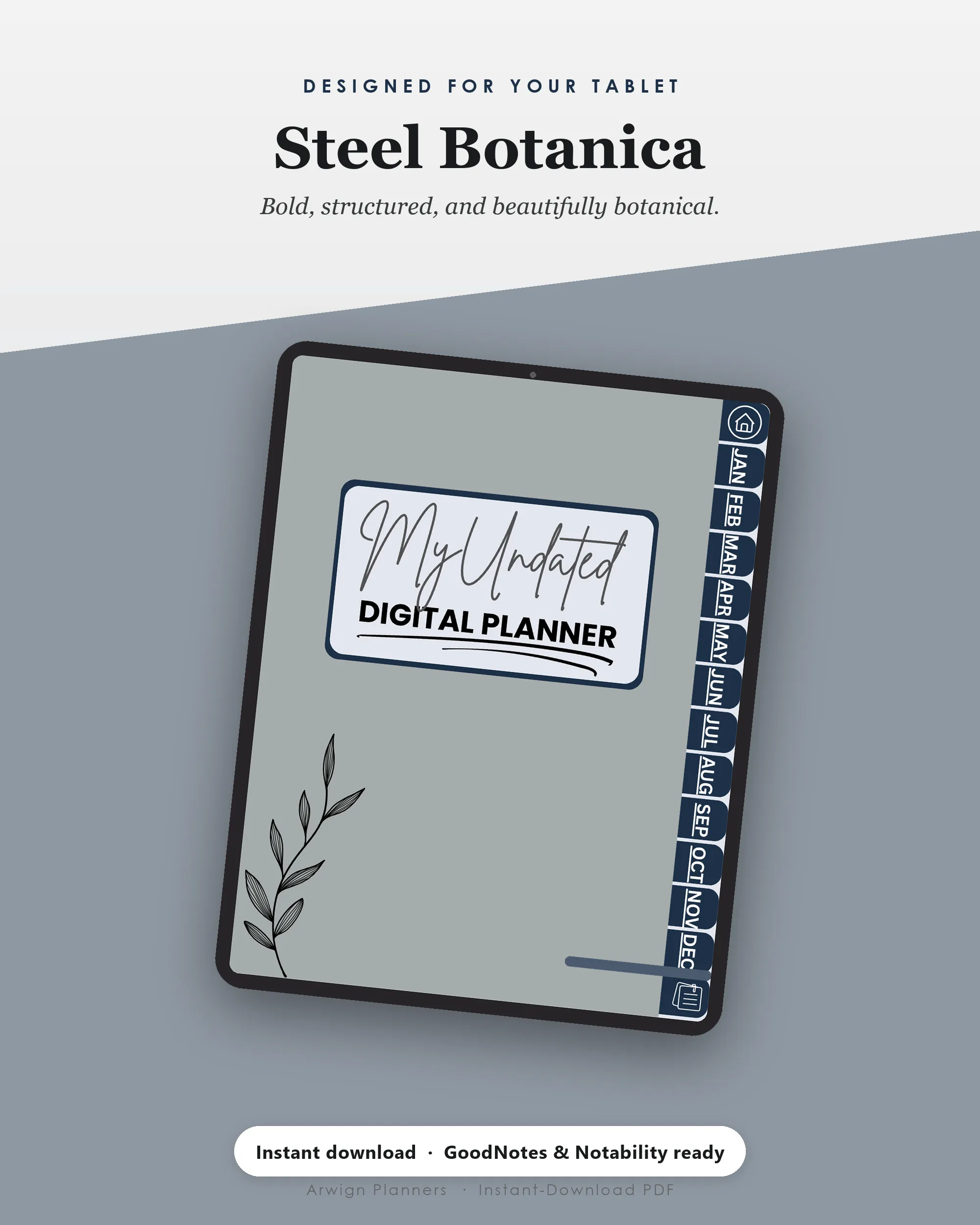 Undated Digital Monthly Planner — Steel Botanica — image 4