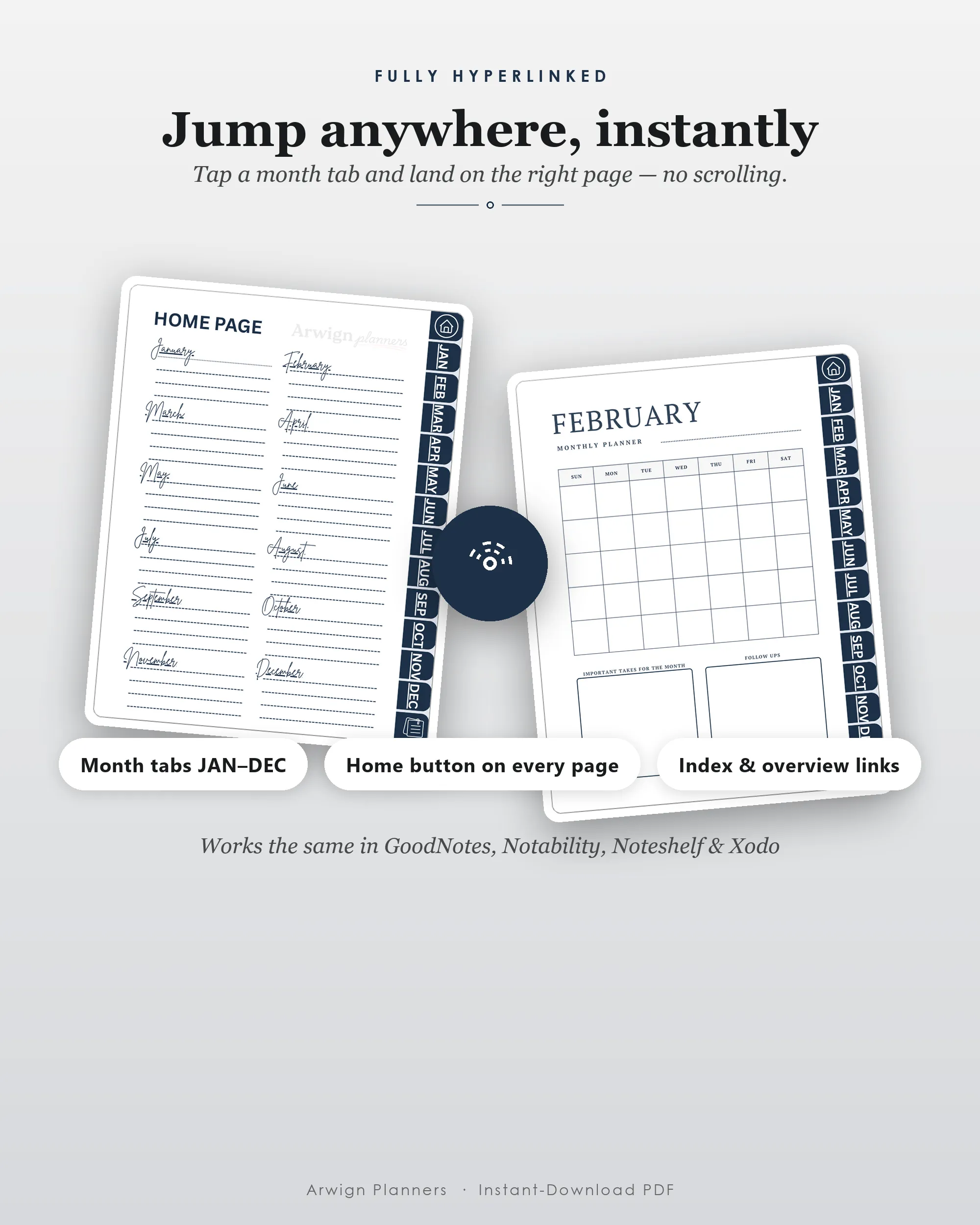 Undated Digital Monthly Planner — Steel Botanica — image 5