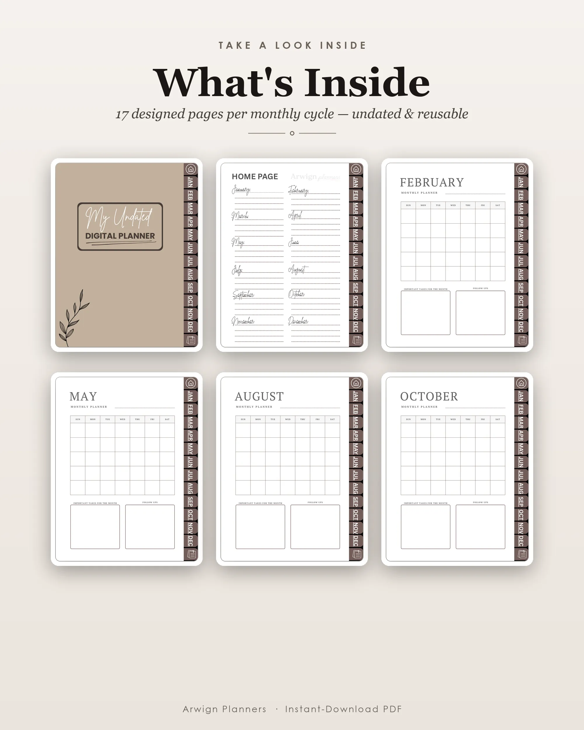 Undated Digital Monthly Planner — Warm Botanica — image 2