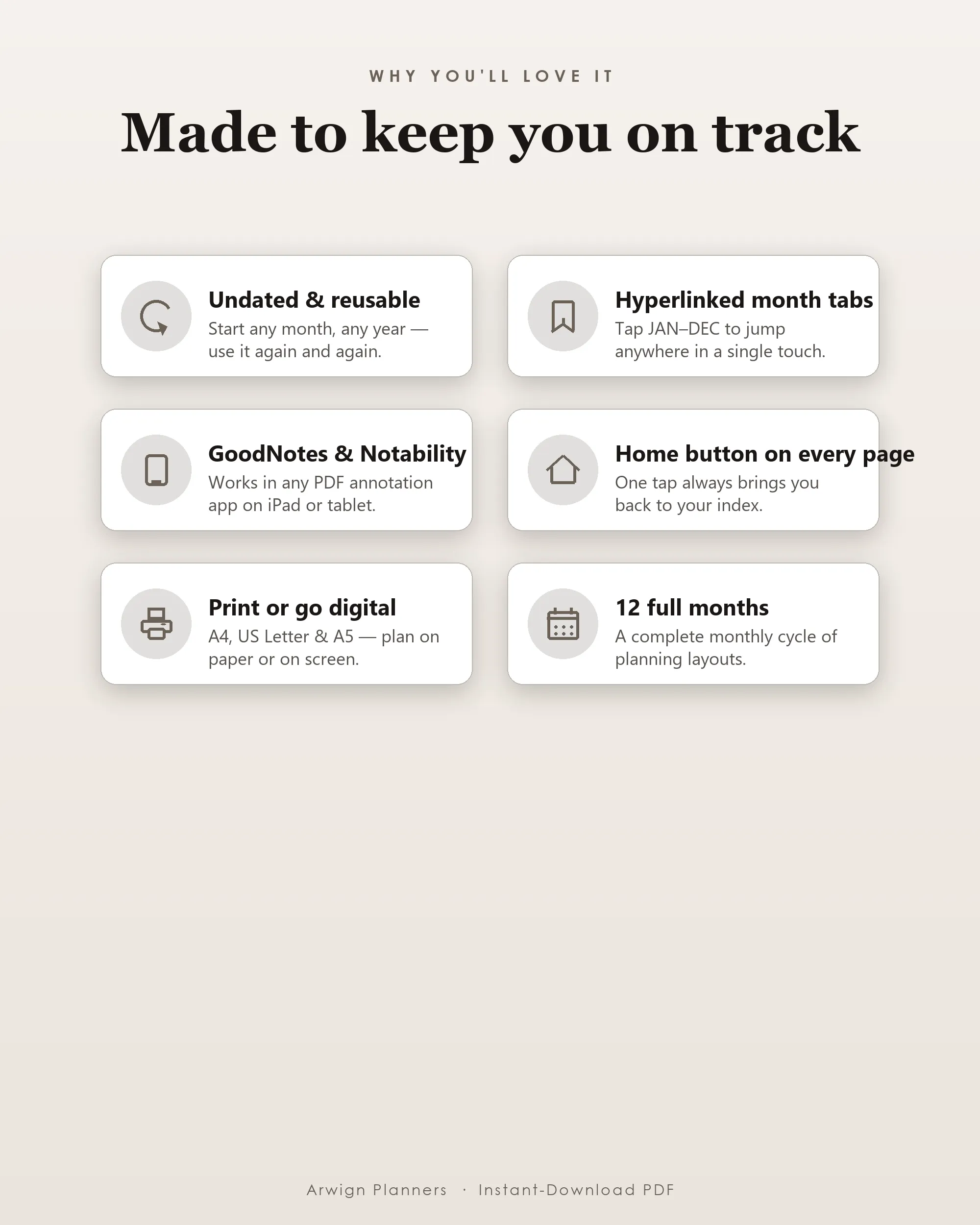 Undated Digital Monthly Planner — Warm Botanica — image 3