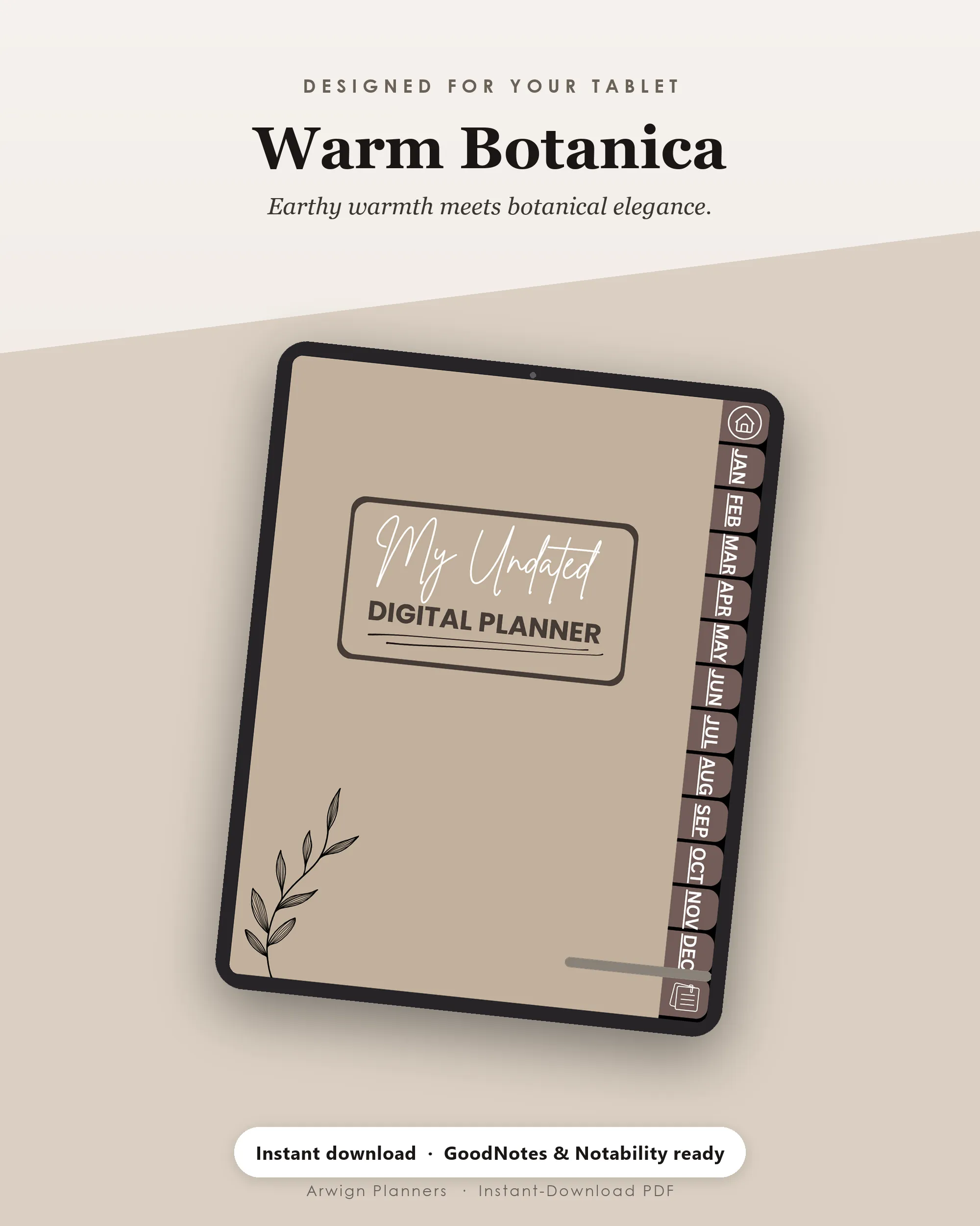 Undated Digital Monthly Planner — Warm Botanica — image 4