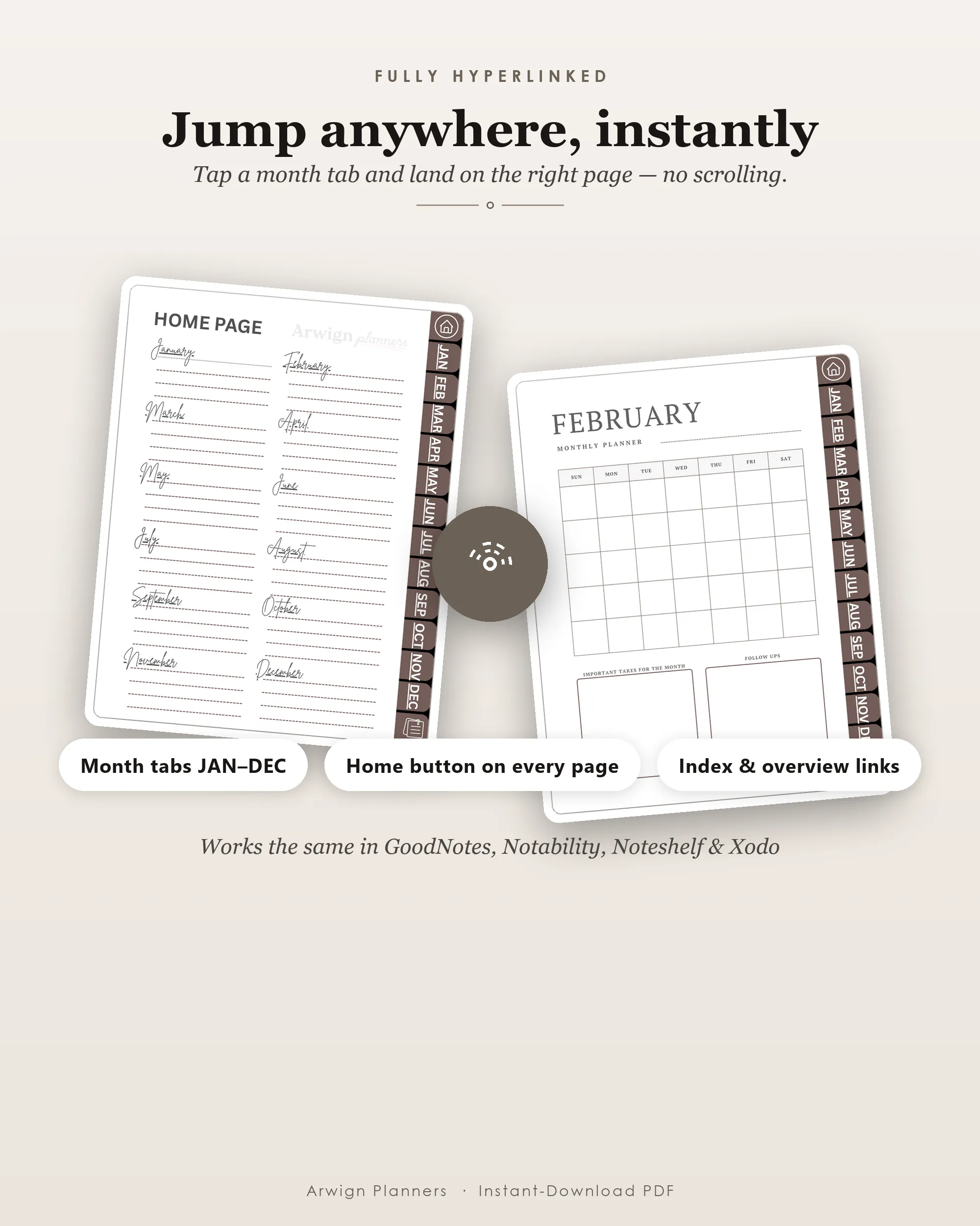 Undated Digital Monthly Planner — Warm Botanica — image 5