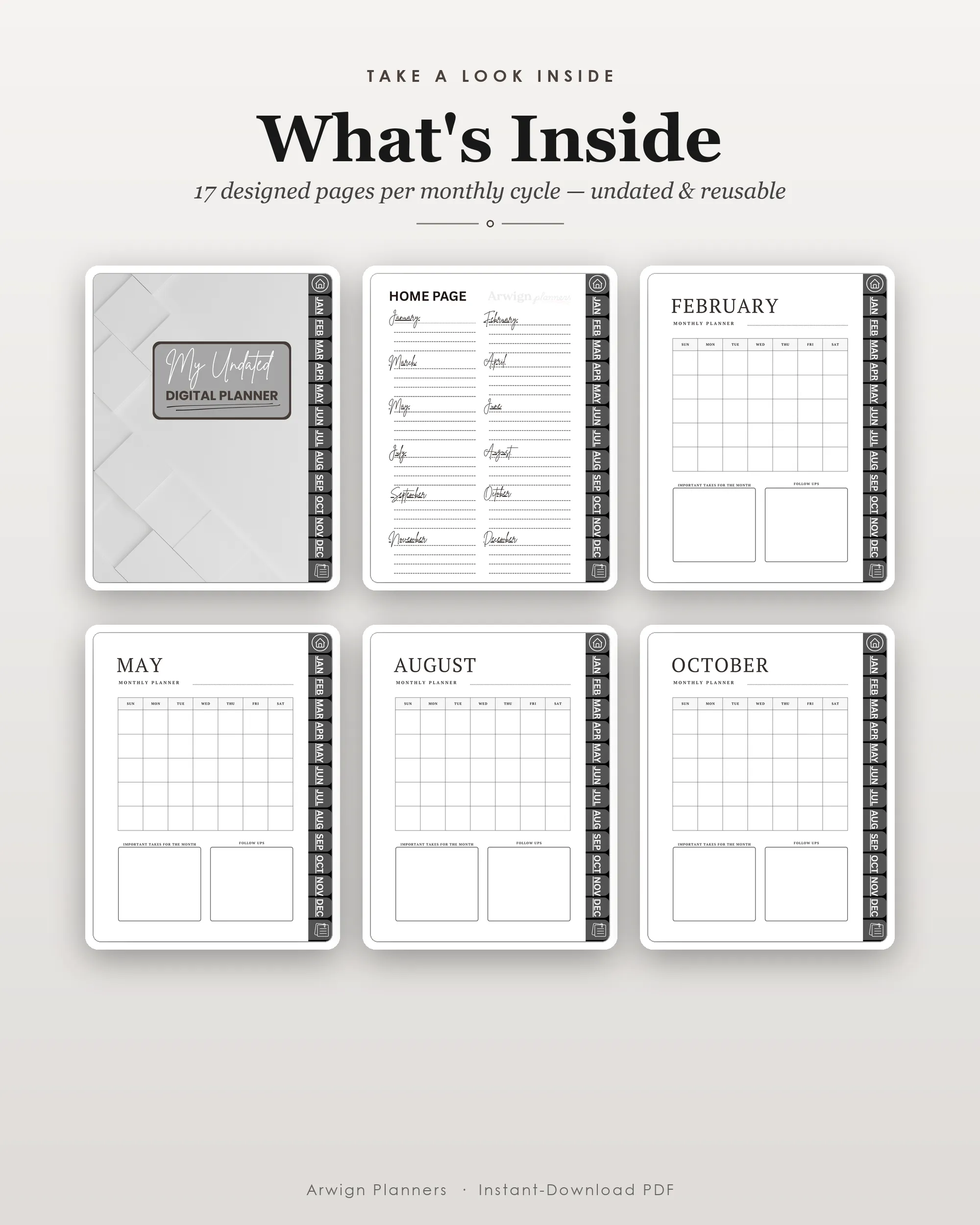 Undated Digital Monthly Planner — Woven Classic — image 2