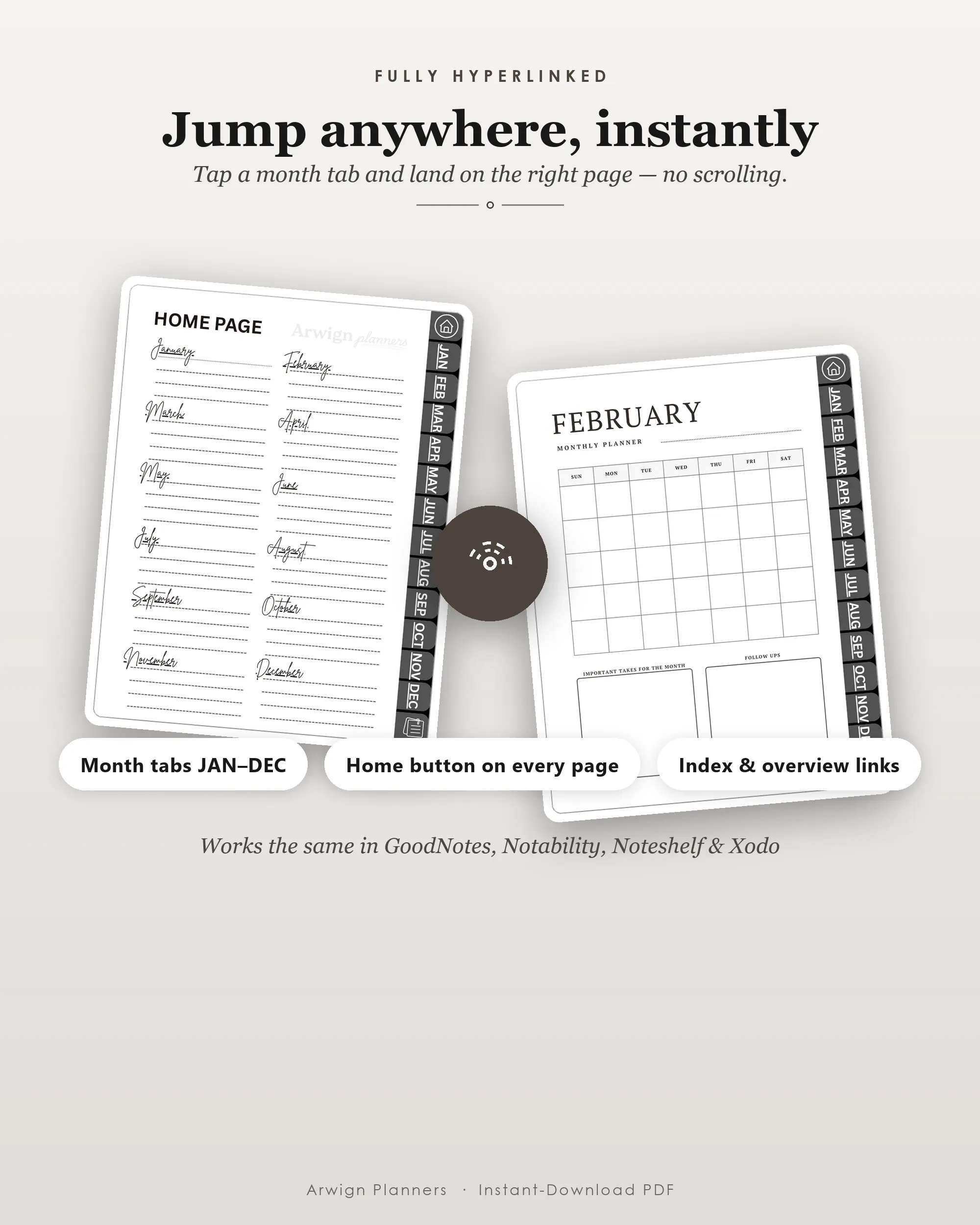 Undated Digital Monthly Planner — Woven Classic — image 5